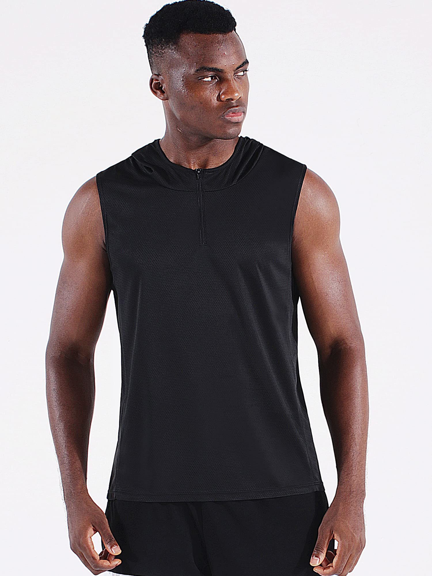 Neleus Men's Running Tank Tops 3 Pack - Breathable Sleeveless Workout Shirts with Hoods for Gym, Jogging & Outdoor Sports | Moisture-Wicking Athletic Tops for Men