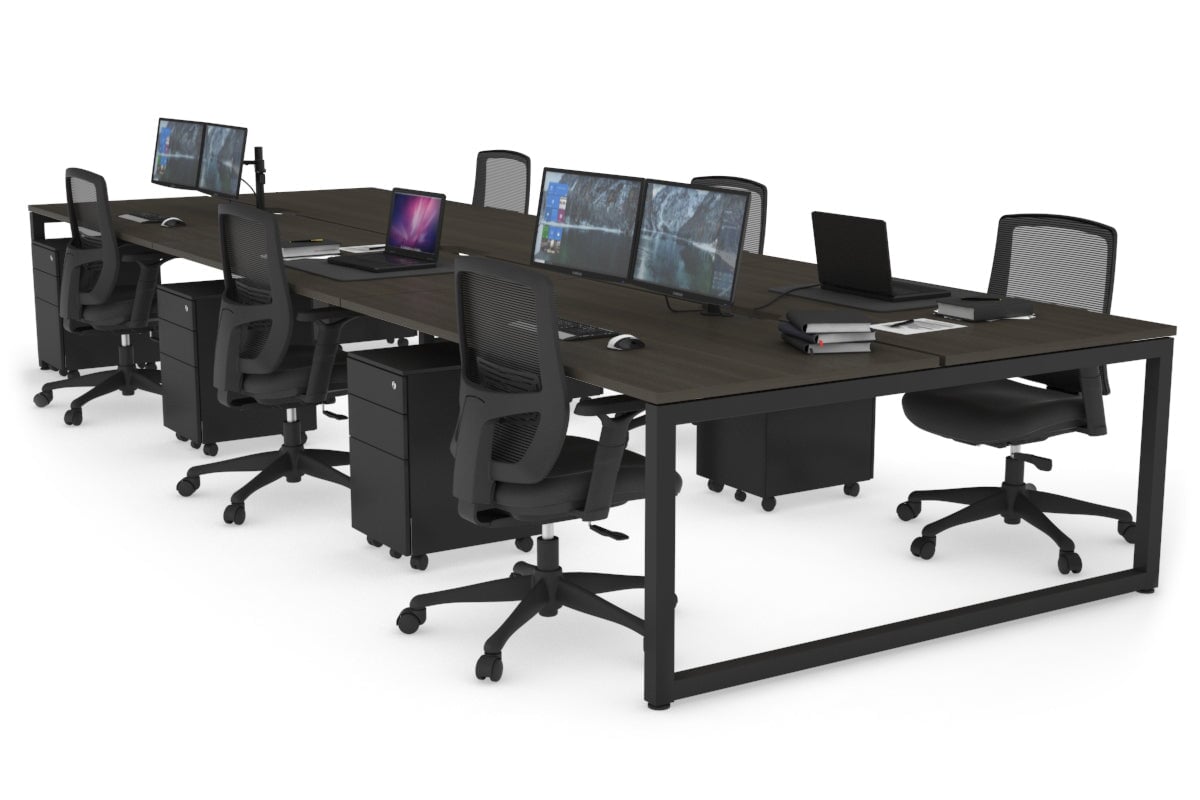 Quadro Loop Legs 6-Person Office Workstation - 1400L x 800W with Cable Management - Perfect for Open Office Layouts & Collaborative Workspaces
