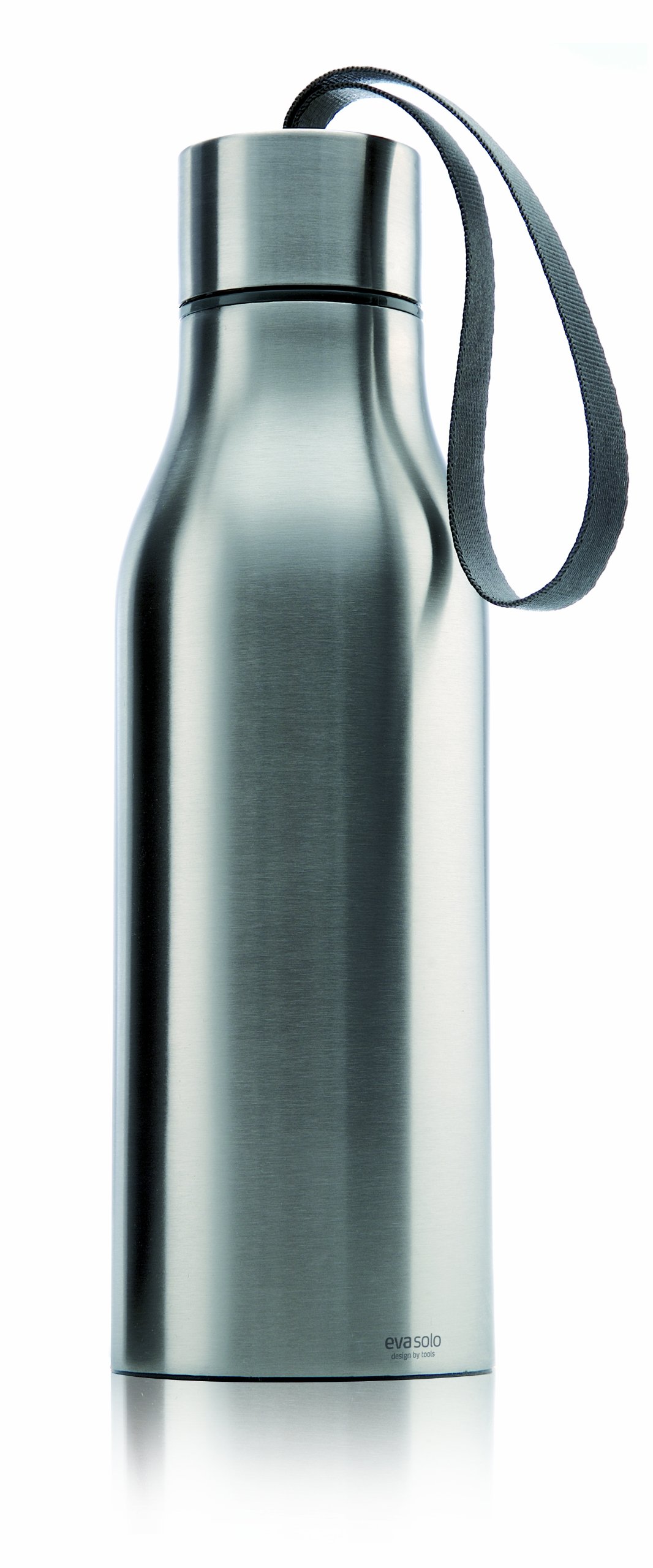 Eva Solo Thermo Insulated Water Bottle with Adjustable Strap, 17oz Brushed Stainless Steel Vacuum Flask - Perfect for Hiking, Gym & Outdoor Activities