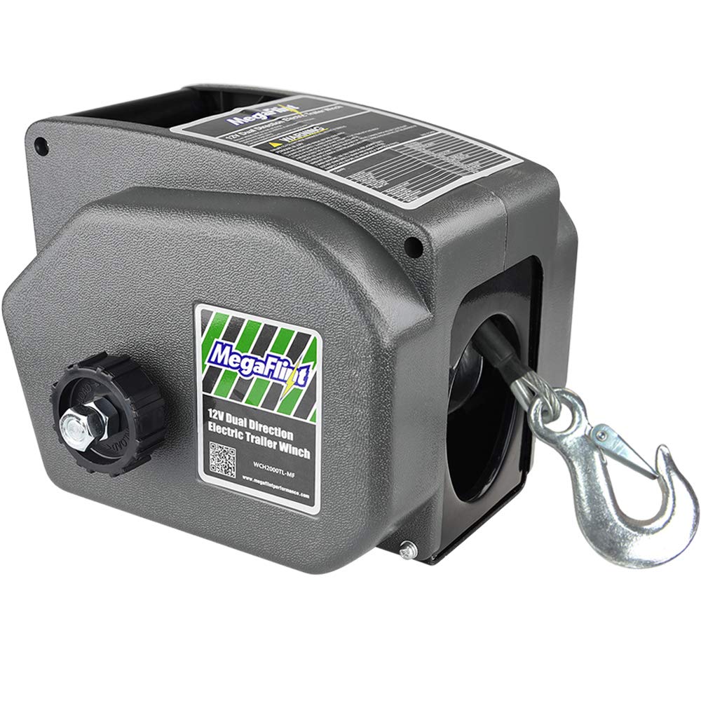 6000 lbs Electric Trailer Winch - 12V DC Reversible Boat Winch with Power-In, Power-Out & Freewheel - 30% Stronger Than Standard Winches - Perfect for Marine, Trailers, ATVs & Off-Road Recovery