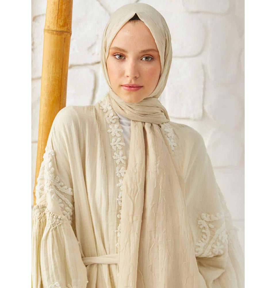 Breathable Bamboo Viscose Summer Hijab Shawl - Lightweight & Soft Pale Beige Scarf for Women | Perfect for Beach, Travel & Everyday Wear