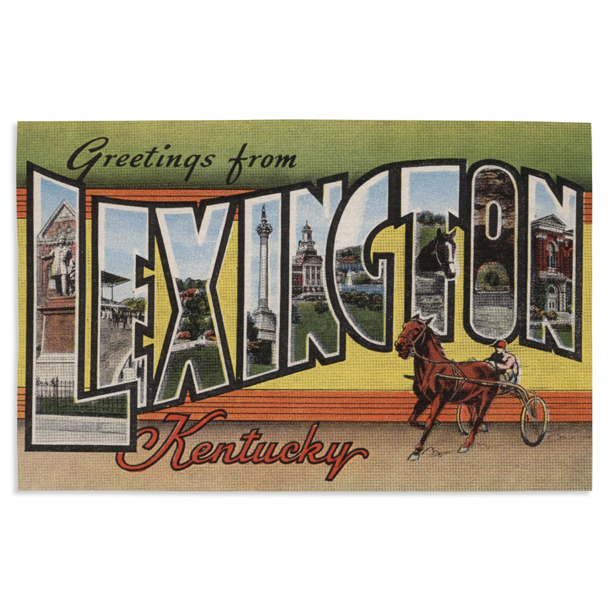 Lantern Press 16x24 Inch Giclee Art Print - Vintage Halftone Greetings from Lexington Kentucky Poster | Wall Decor for Home, Office & Gift