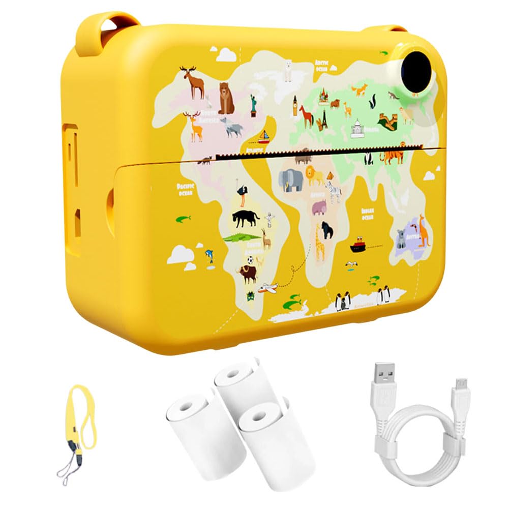 AVZYARDY Instant Print Camera for Kids - Portable Selfie Camera with Print Paper, Fun Toddler Camera Toy for Boys & Girls - Perfect Birthday, Holiday & Travel Gift (Yellow) - Capture Memories at Parties, Vacations & Family Gatherings