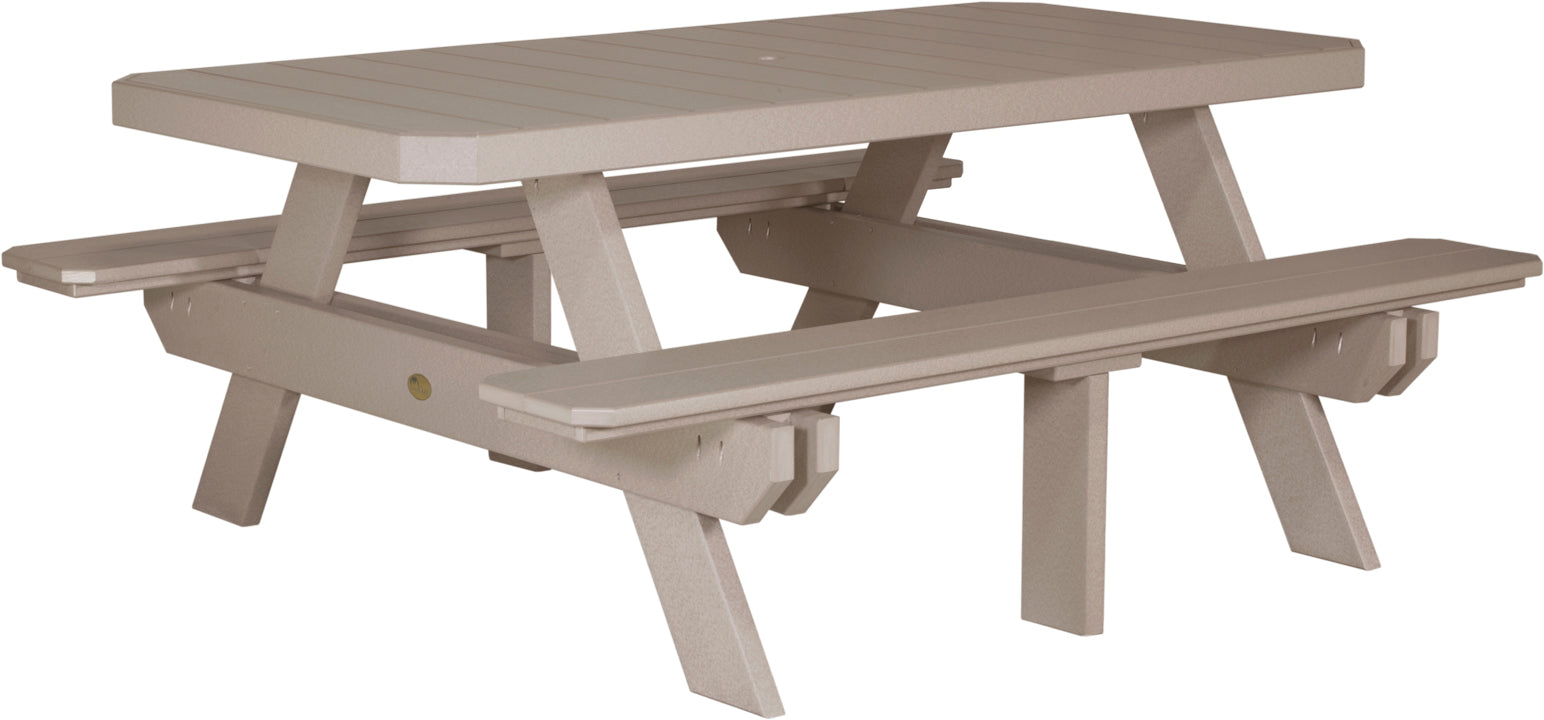 LuxCraft 6-Foot Rectangular Picnic Table - Outdoor Dining & Backyard Furniture for Patio, Garden, and Park Gatherings