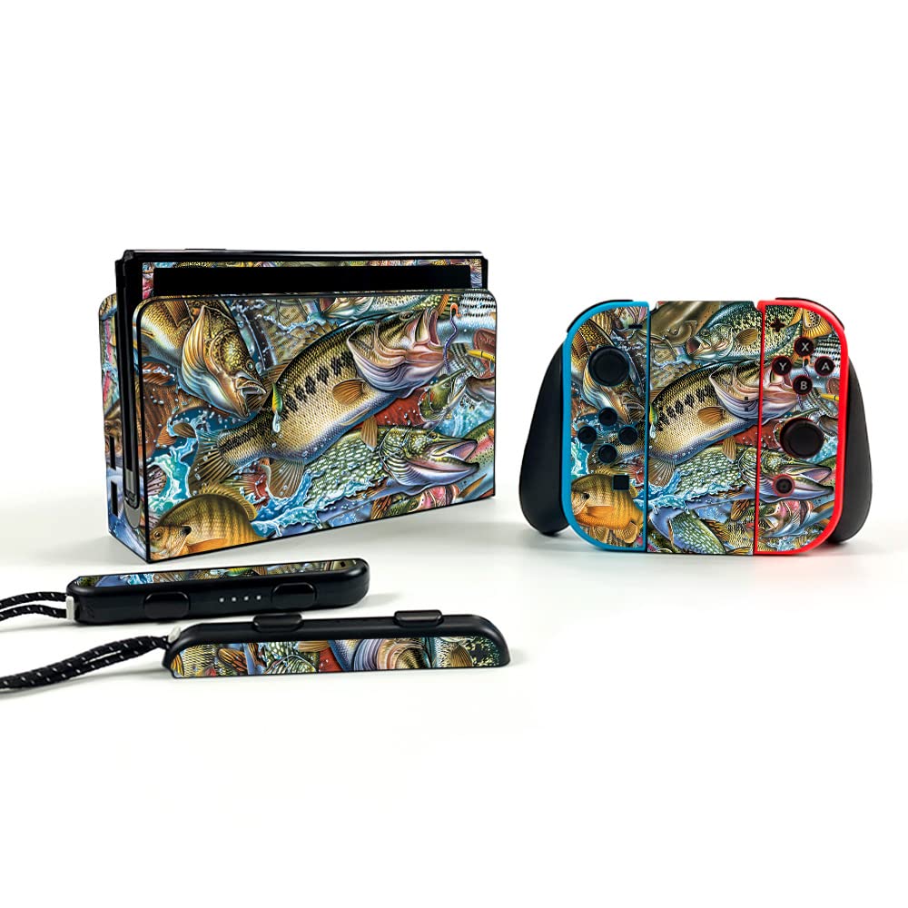Nintendo Switch OLED Skin - Action Fish Puzzle Vinyl Decal Wrap | Protective & Durable Custom Cover | Easy to Apply & Remove | Made in USA | Perfect for Gaming, Travel & Home Entertainment