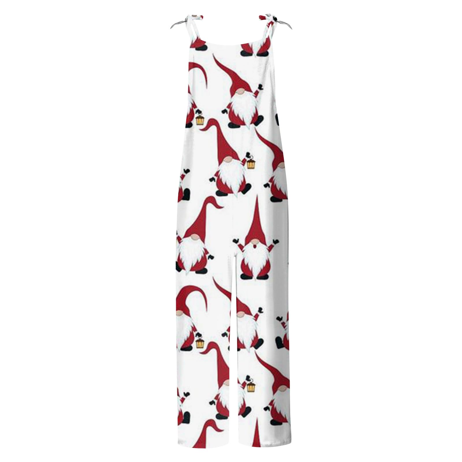 Women's Vintage Christmas Print Halter Jumpsuit - Sweet Little Fresh Casual Romper (S-3XL) | Holiday Party Outfit, Christmas Family Gathering, Winter Photoshoot