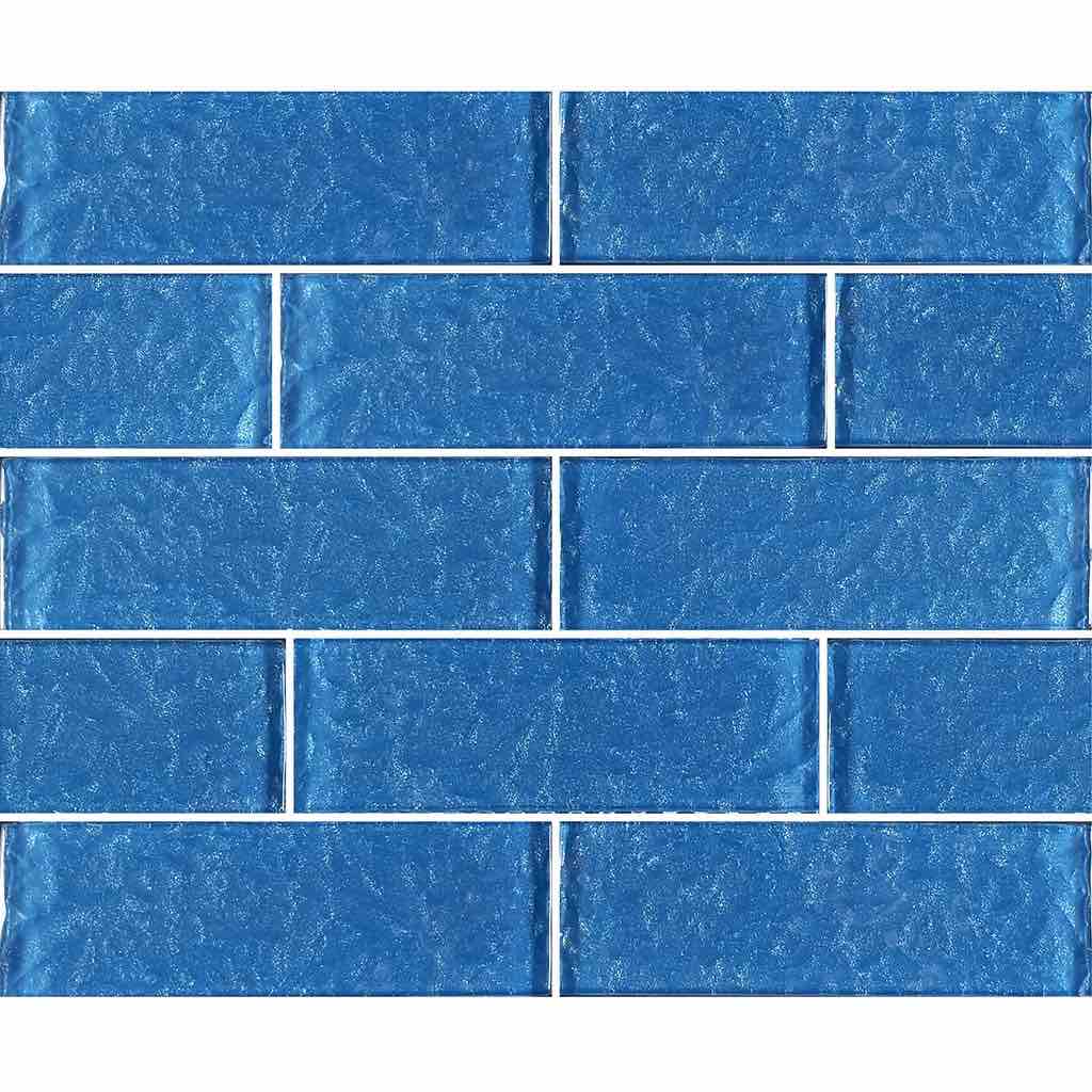 Blue Glass Subway Tile 2x6 - Premium Surfaced Glass Mosaic for Kitchen Backsplash, Bathroom, and Pool Designs