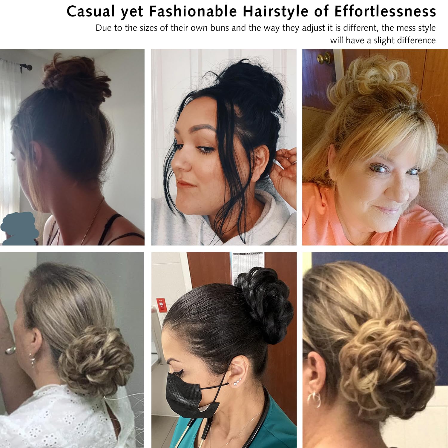 ROSEBUD Messy Bun Hair Extensions for Women - Curly Updo Hairpiece with Scrunchie | Perfect for Work, Gym & Everyday Styling