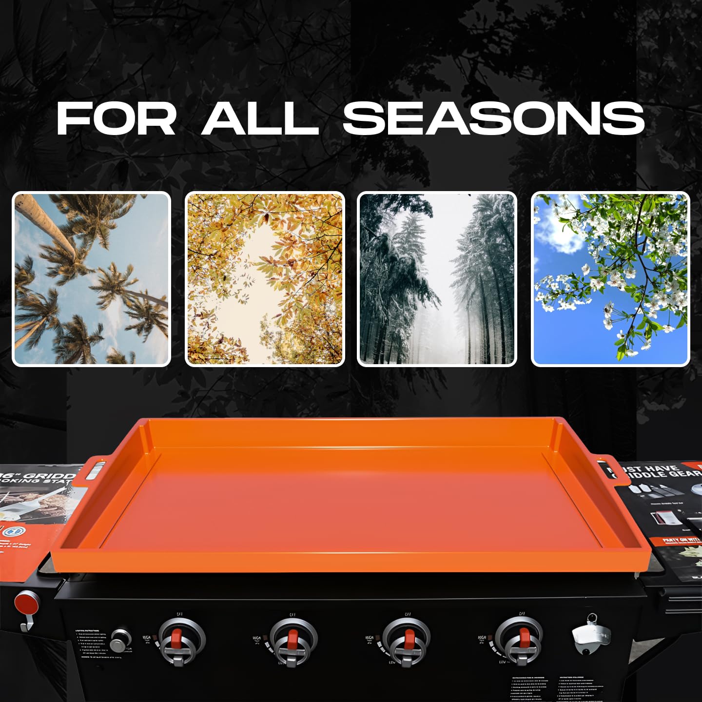 Heavy Duty 28-Inch Blackstone Griddle Silicone Mat Cover - True Full-Edge Protective Food Grade Grill Mat for All Season Cooking - Orange - Perfect for Outdoor BBQ, Camping & Backyard Grilling Accessories