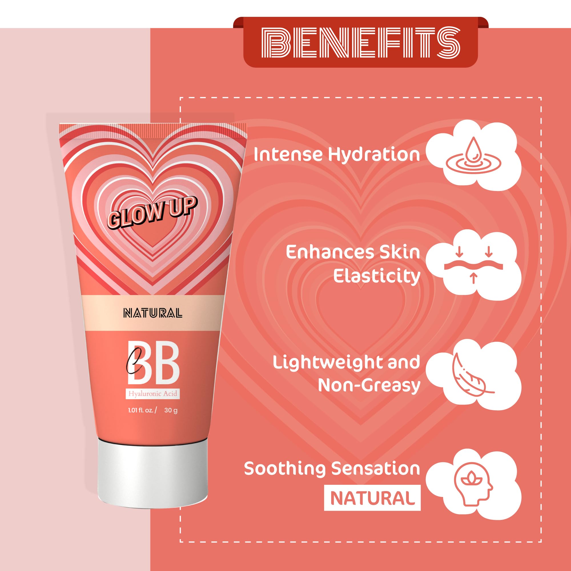 GLOW UP BB Cream 30g - Natural Hydration with Hyaluronic Acid & SPF 15 | Instant Spot Coverage & Lightweight Makeup Glow for Men & Women | Perfect for Daily Wear, Travel & On-the-Go Touch-Ups