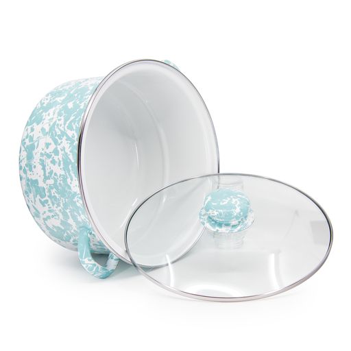 6 Quart Stainless Steel Stock Pot with Sea Glass Swirl Design - Perfect for Soups, Stews, Pasta & Large Family Cooking