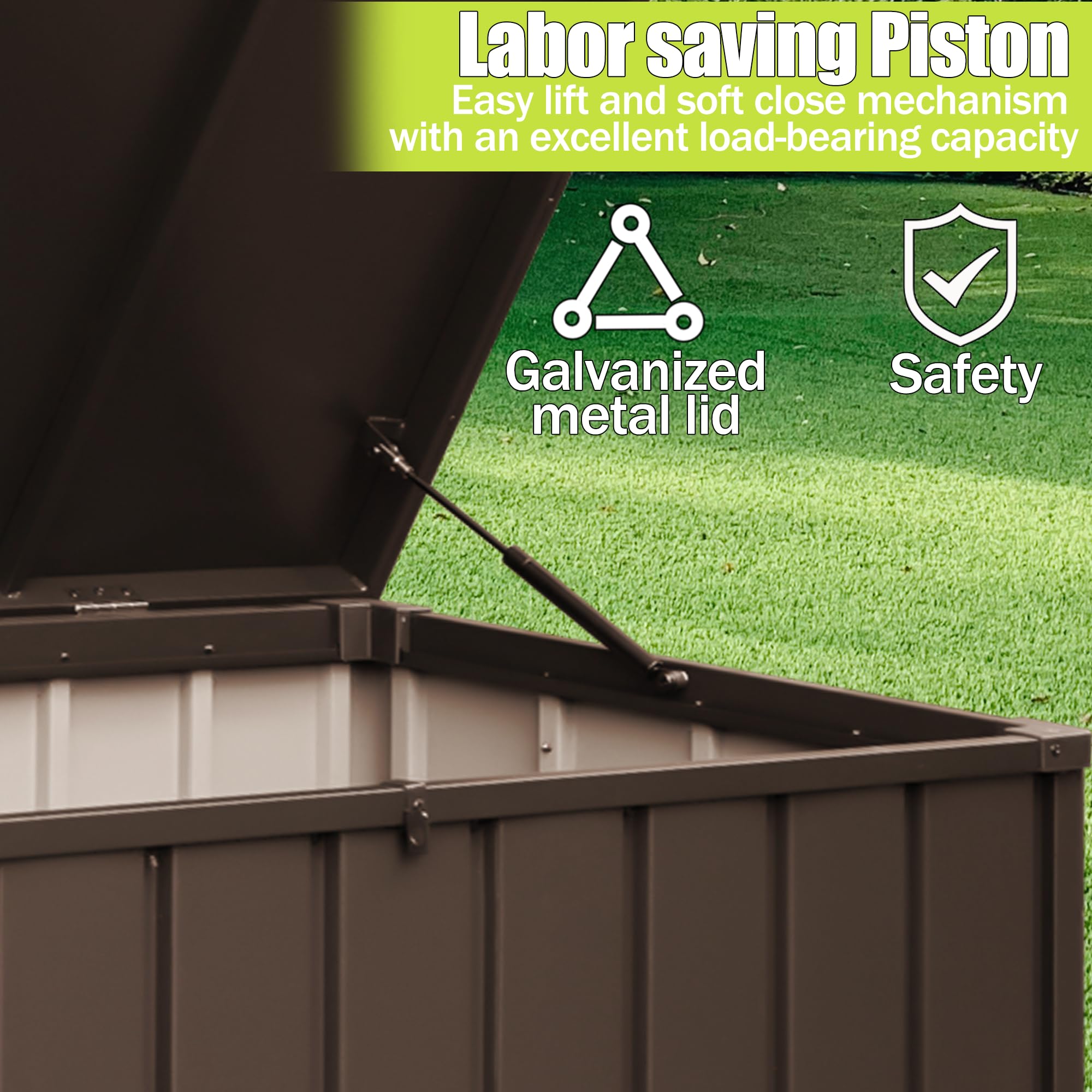 WIIS' IDEA 150 Gallon Outdoor Storage Deck Box with Lockable Lid & Wheels - Waterproof Large Patio Furniture Storage Container for Garden Tools, Pool Supplies, Cushions & Outdoor Equipment (Brown) - Perfect for Backyard, Deck, Poolside & Garage Organization