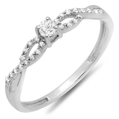 0.20 Cttw 18K Solid Gold Round Diamond Engagement Ring for Women - Dazzlingrock Collection Bridal Promise Ring for Wedding, Anniversary & Proposal Gifts