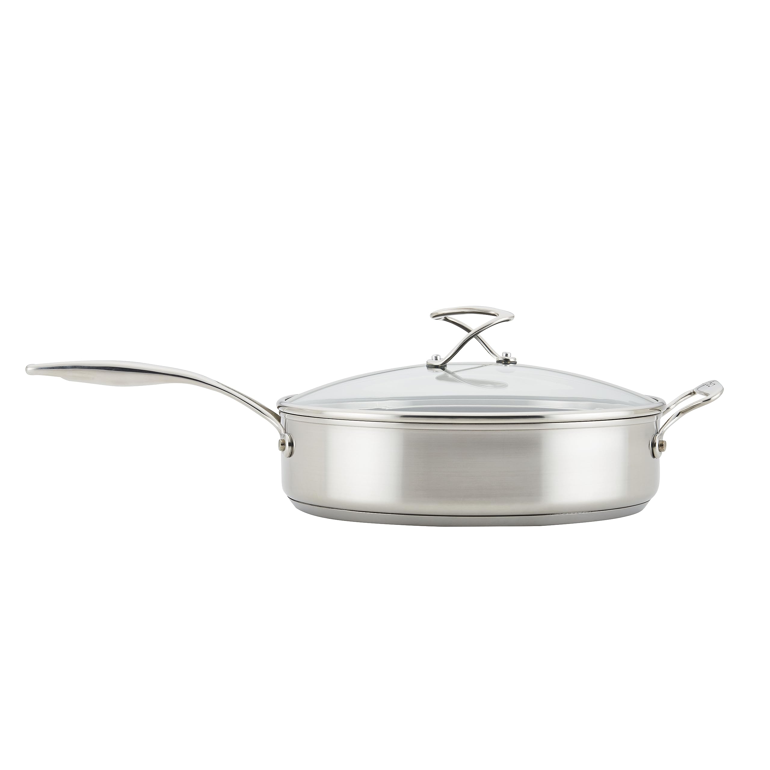 Circulon Steelshield 30cm Stainless Steel Saute Pan with Glass Lid - 4.7L Induction Cookware, Hybrid Nonstick Surface, Oven & Dishwasher Safe, Metal Utensil Friendly - Perfect for Searing, Stir-Frying & Sauteing at Home
