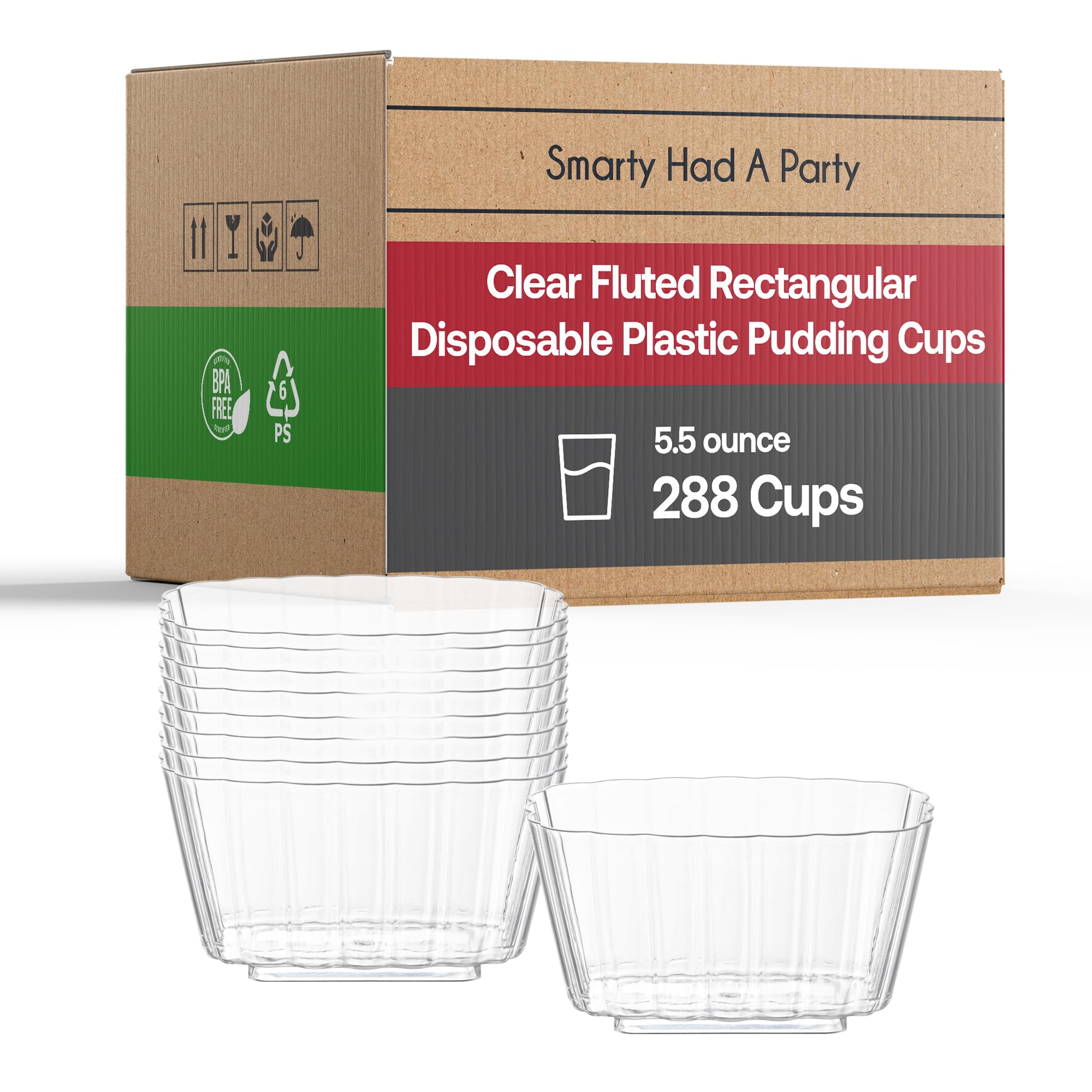 Disposable Clear Plastic Cups 5.5 oz - Bulk Ice Cream Bowls & Dessert Containers for Yogurt, Fruit, Cheesecake, Pudding - 288 Pack Party Supplies for Weddings, Birthdays & Events - Perfect for Catering, Picnics & Outdoor Gatherings