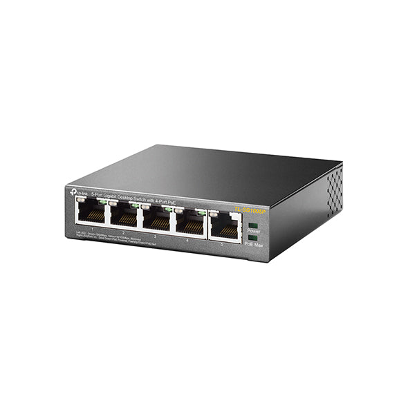 5 Port Gigabit Ethernet Switch with 4 PoE+ Ports - Plug & Play Unmanaged Network Switch for Home Office, Gaming & Smart Home Devices