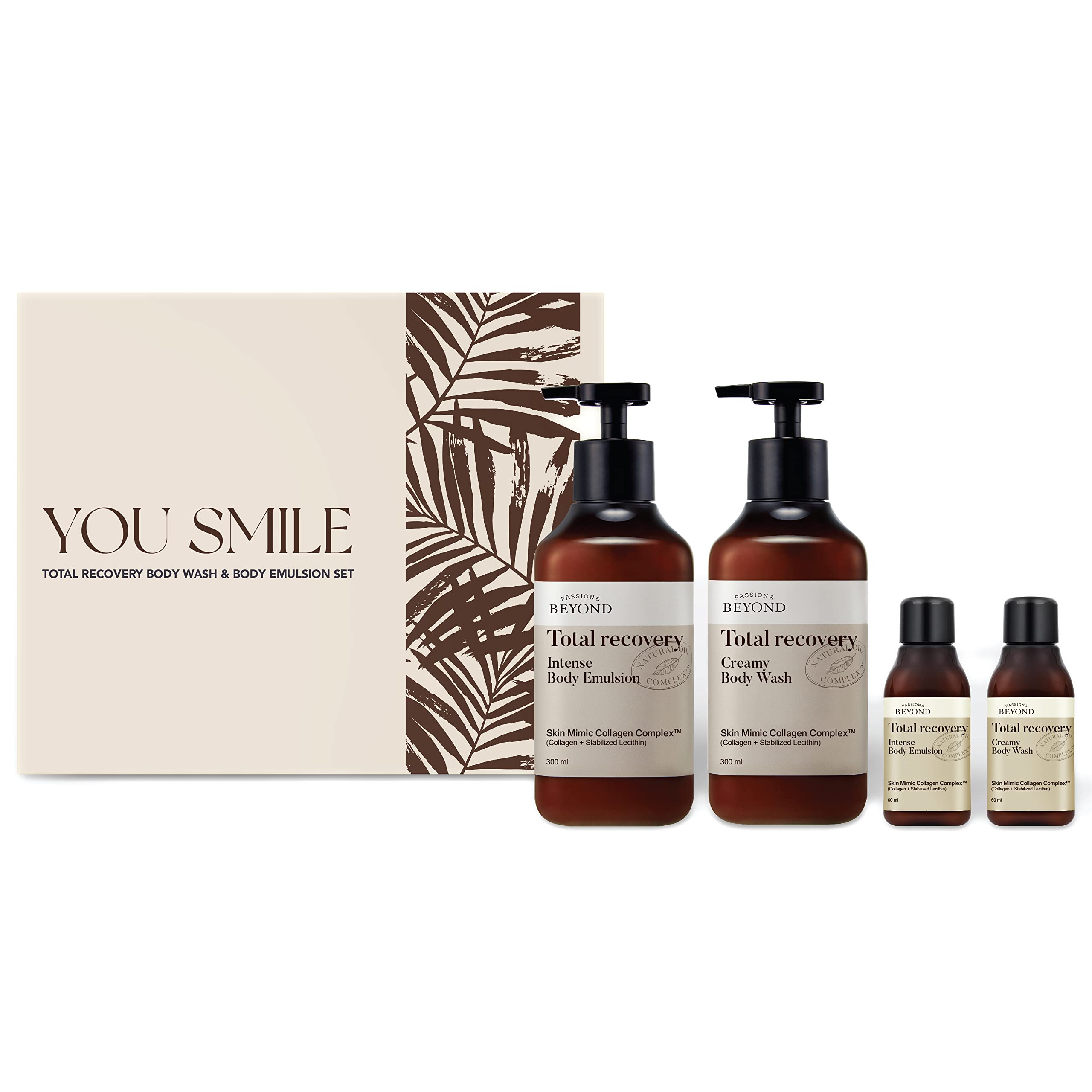 BEYOND Total Recovery Body Care Set - Moisturizing Creamy Wash & Lotion for Dry Skin, Apple Blossom Scent (300ml+60ml) | Korean Skincare for Daily Hydration & Relaxation | Perfect for Shower & Nighttime Routine
