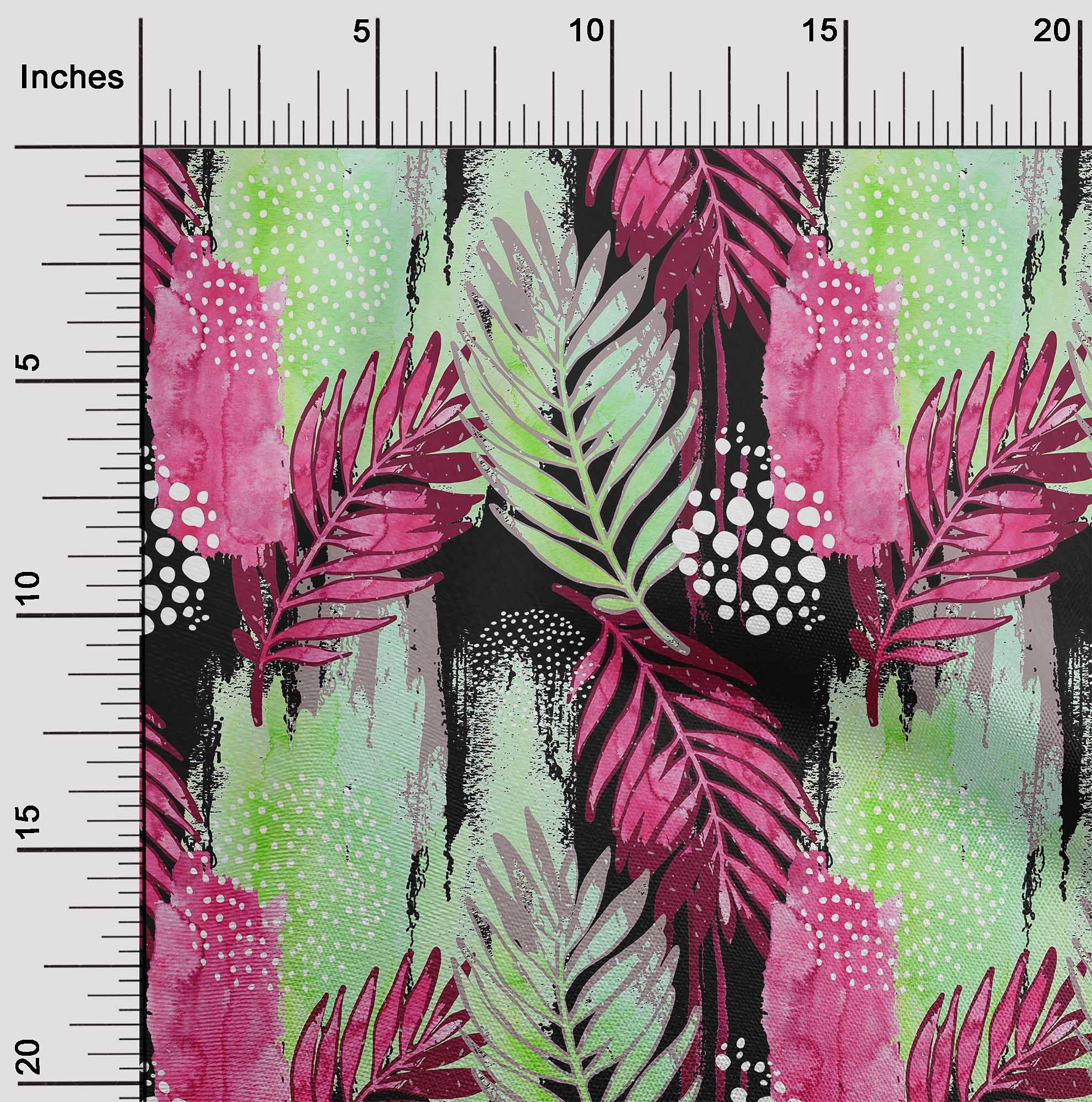 oneOone Cotton Poplin Pink Leaves Print Fabric by The Yard - 56 Inch Wide Soft Dress Material for DIY Clothing, Home Decor & Quilting