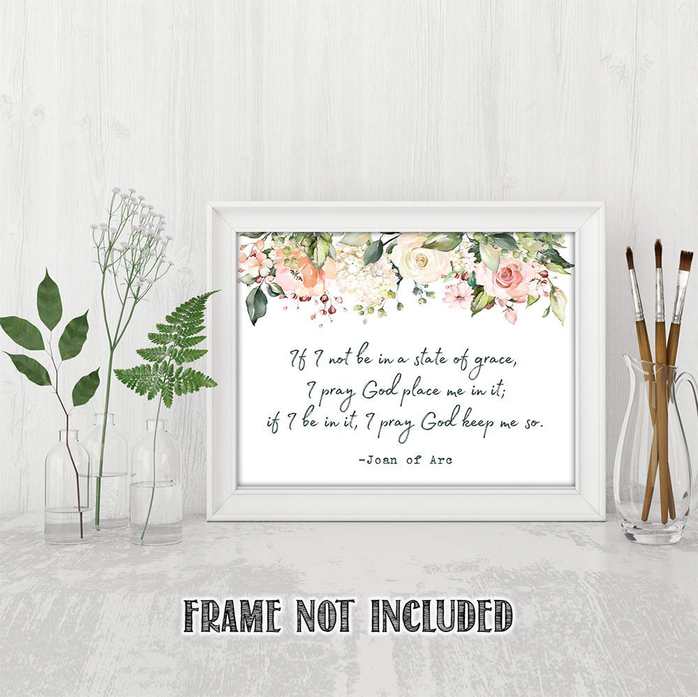 TJ Originals - Joan of Arc Christian Bible Quote Wall Art Print 11x14 Inches | Inspirational Bible Verse Decor for Home, Office & Church | Gift for Women, Family & Friends | Birthday & Religious Occasions | Floral Design