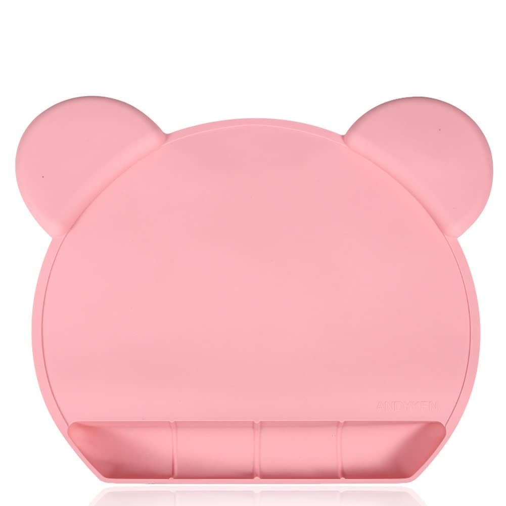 Non-Slip Silicone Placemats for Kids - Strong Suction Baby Placemats with Food Catcher, Washable & Roll-Up Toddler Dining Mat for Home & Restaurant Use