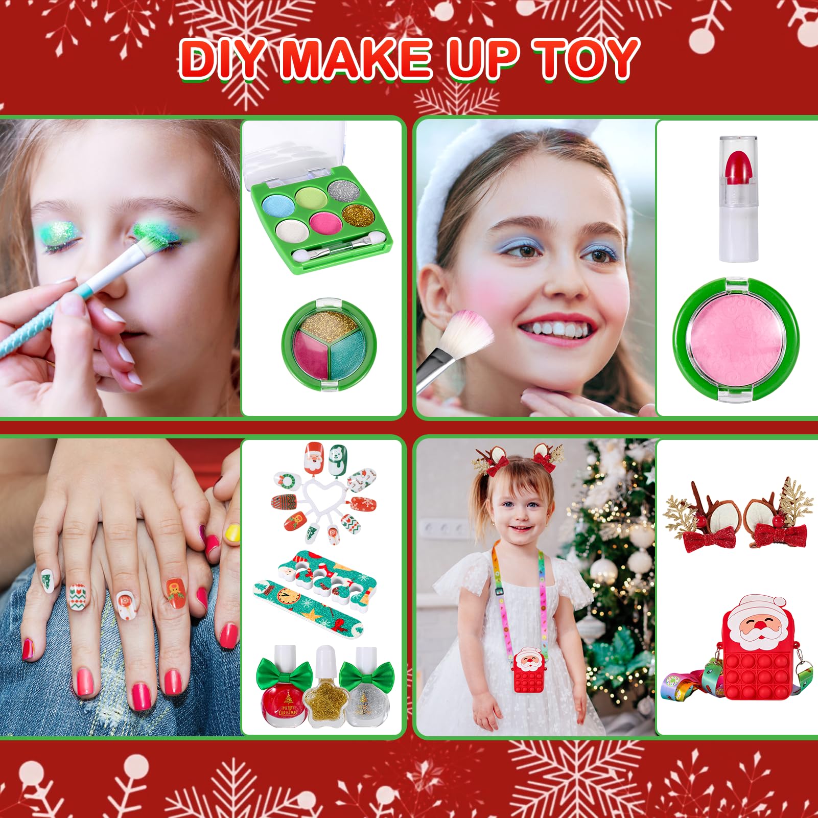 NATTHSWE 31-Piece Kids Makeup Kit - Washable & Safe for Girls 3-10 Years - Birthday Gift for Girls