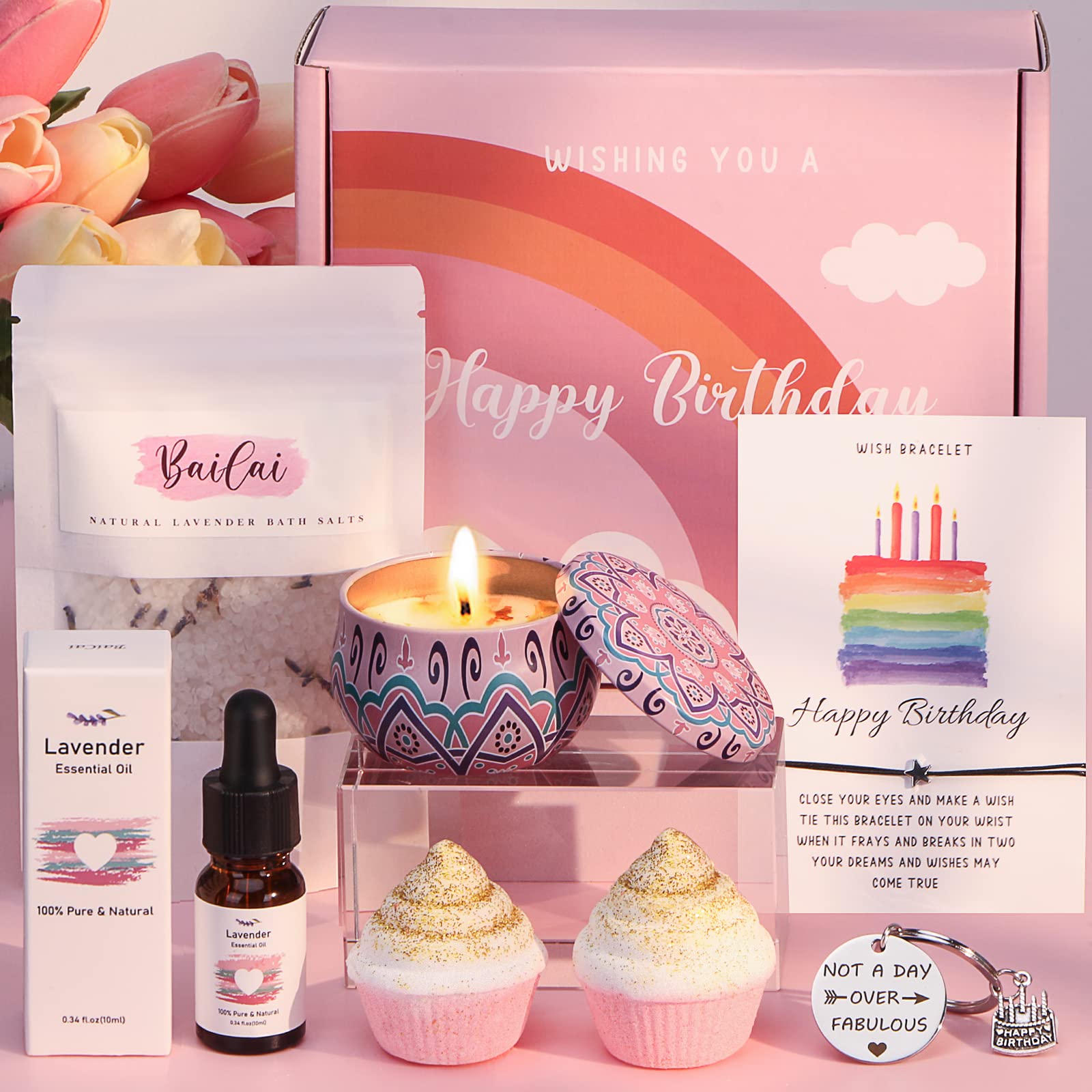 Luxury Lavender Spa Gift Set for Women - Birthday Self Care Package with Bath Essentials, Relaxing Aromatherapy Gifts for Her, Best Friend, Sister, Mom | Perfect for Home Spa Nights, Stress Relief & Pampering Gifts