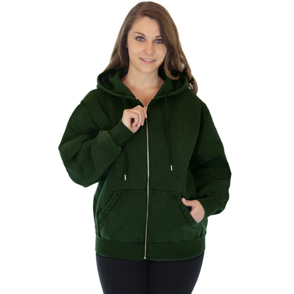 CottonMill Women's 100% Cotton Heavyweight Zip-Up Hoodie Sweatshirt - Warm Casual Outerwear for Fall & Winter