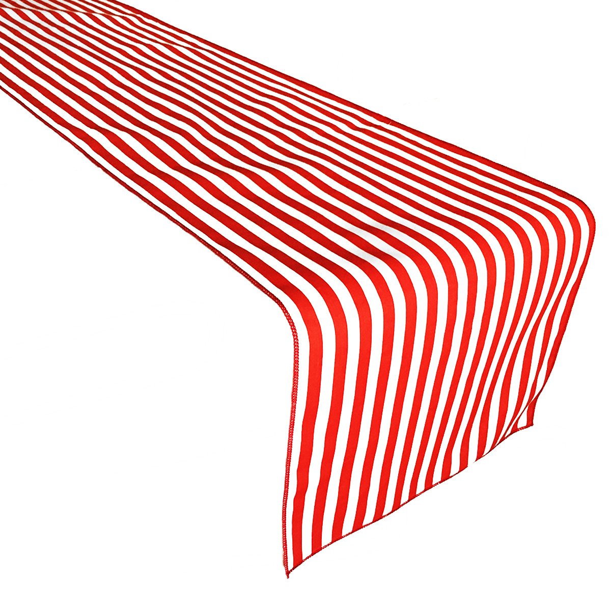 Premium Poly Cotton 1/2 Inch Striped Red and White Print Table Runner - 12