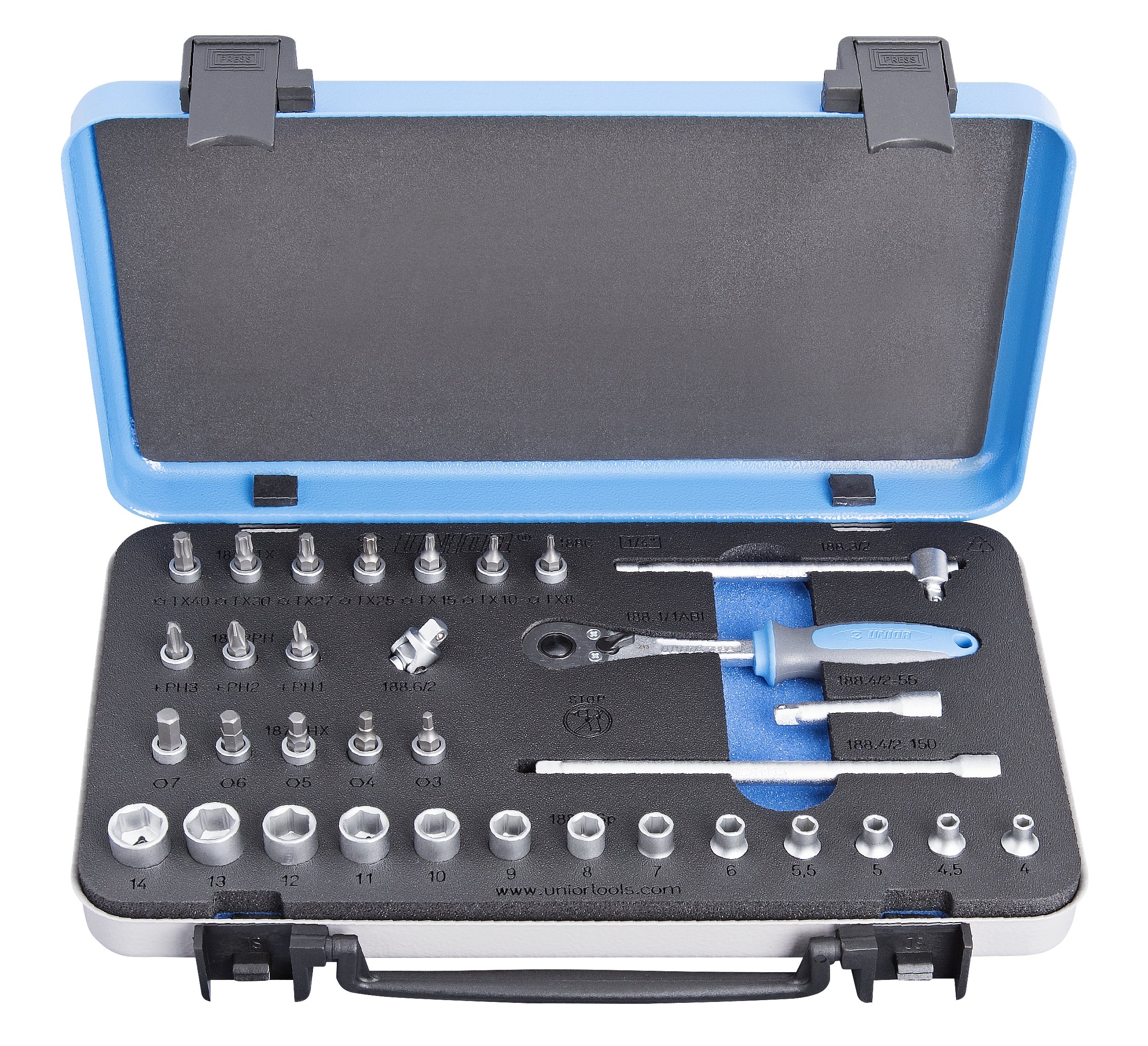 Unior 9615151 1/4-Inch Drive 33-Piece Socket Set - Perfect for Automotive Repairs, DIY Projects & Home Maintenance