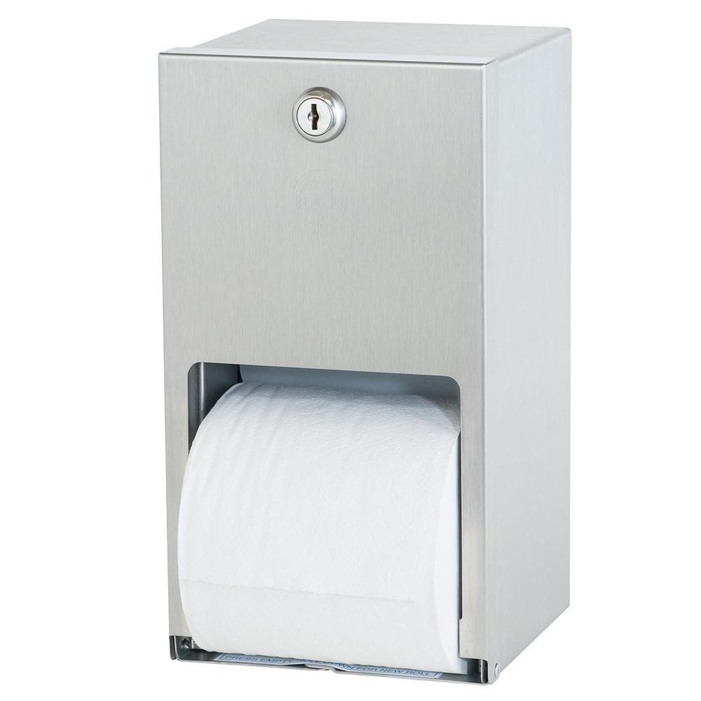 Bradley 5402-0000 Bradex Dual Roll Toilet Paper Dispenser - Surface Mounted Satin Finish for Bathroom & Restroom Organization