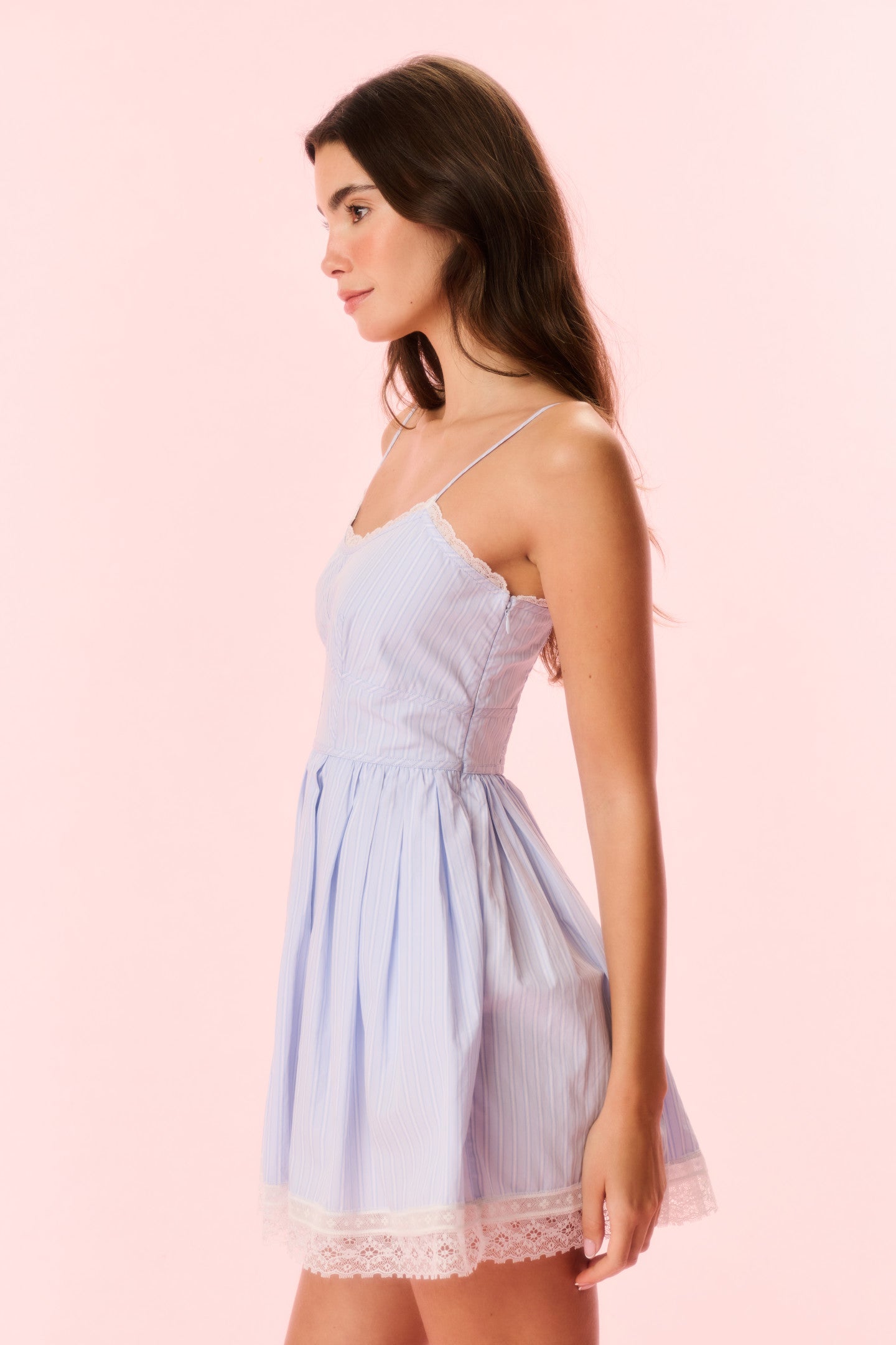 Harrisine Cotton Pinstripe Mini Dress for Women - Casual Summer Short Sleeve A-Line Dress for Beach, Party & Date Night
