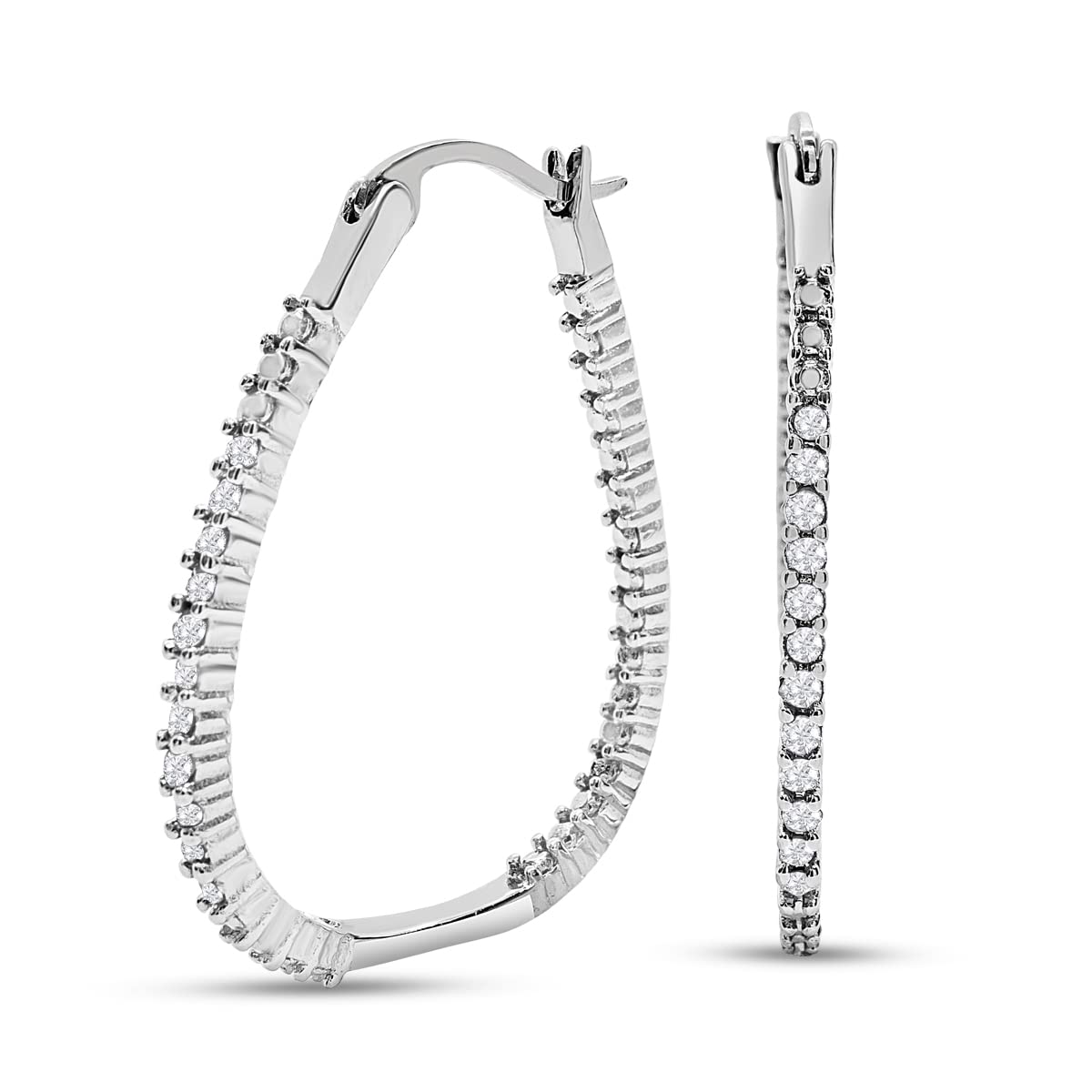 Diamond Hoop Earrings for Women - Sterling Silver Large Hoops with Genuine Diamonds | Perfect for Parties, Weddings & Everyday Elegance