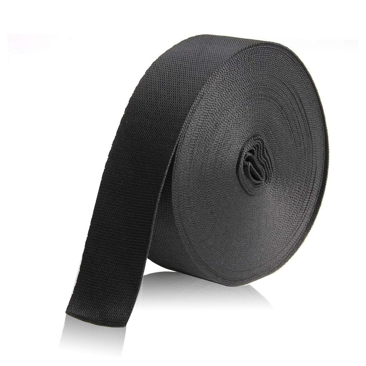 1 Inch Wide 10 Yards Black Nylon Webbing Strap - Heavy Duty Polypropylene Straps for Bags, Hammocks, Outdoor Climbing Gear, DIY Luggage Straps, Pet Collars & Backpack Repairs - Perfect for Camping, Hiking, Travel & Craft Projects