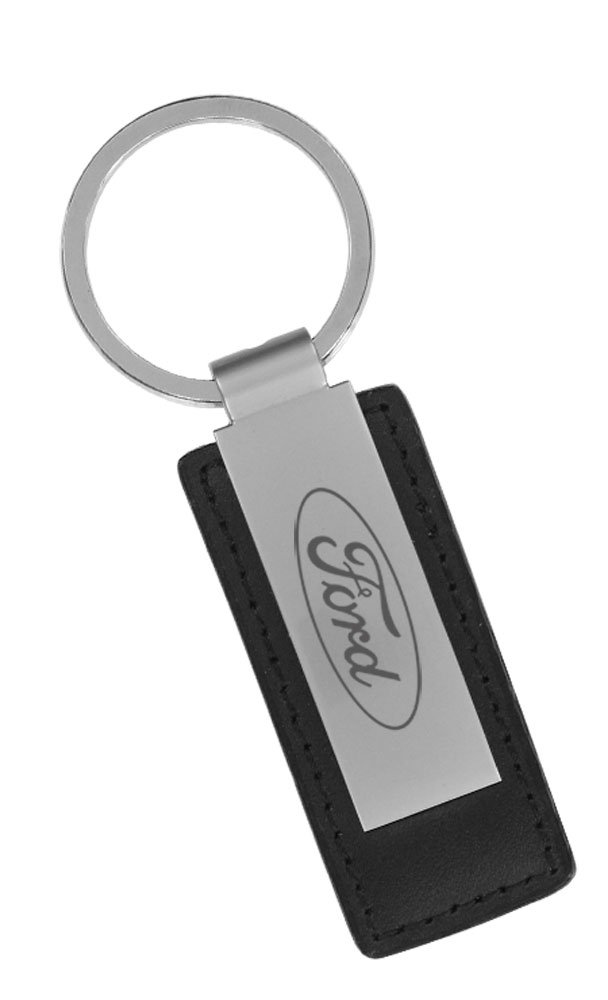 Ford Black Synthetic Leather & Metal Rectangular Key Chain - Durable Car Key Fob for Ford Vehicles - Perfect for Everyday Use, Gifts & Key Organization