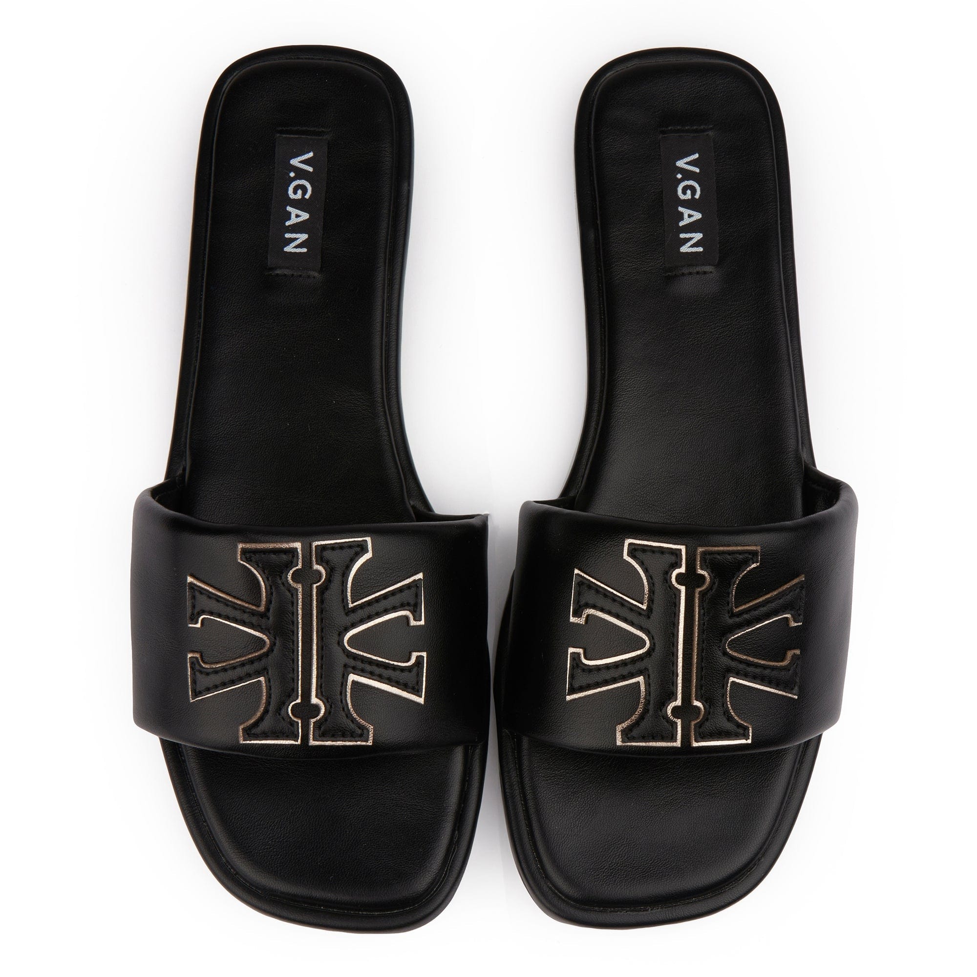Choy Women's Vegan Leather Logo Slider Sandals - Comfortable Black Slide Sandals for Women | Casual Summer Shoes, Beach Walking, Outdoor Wear