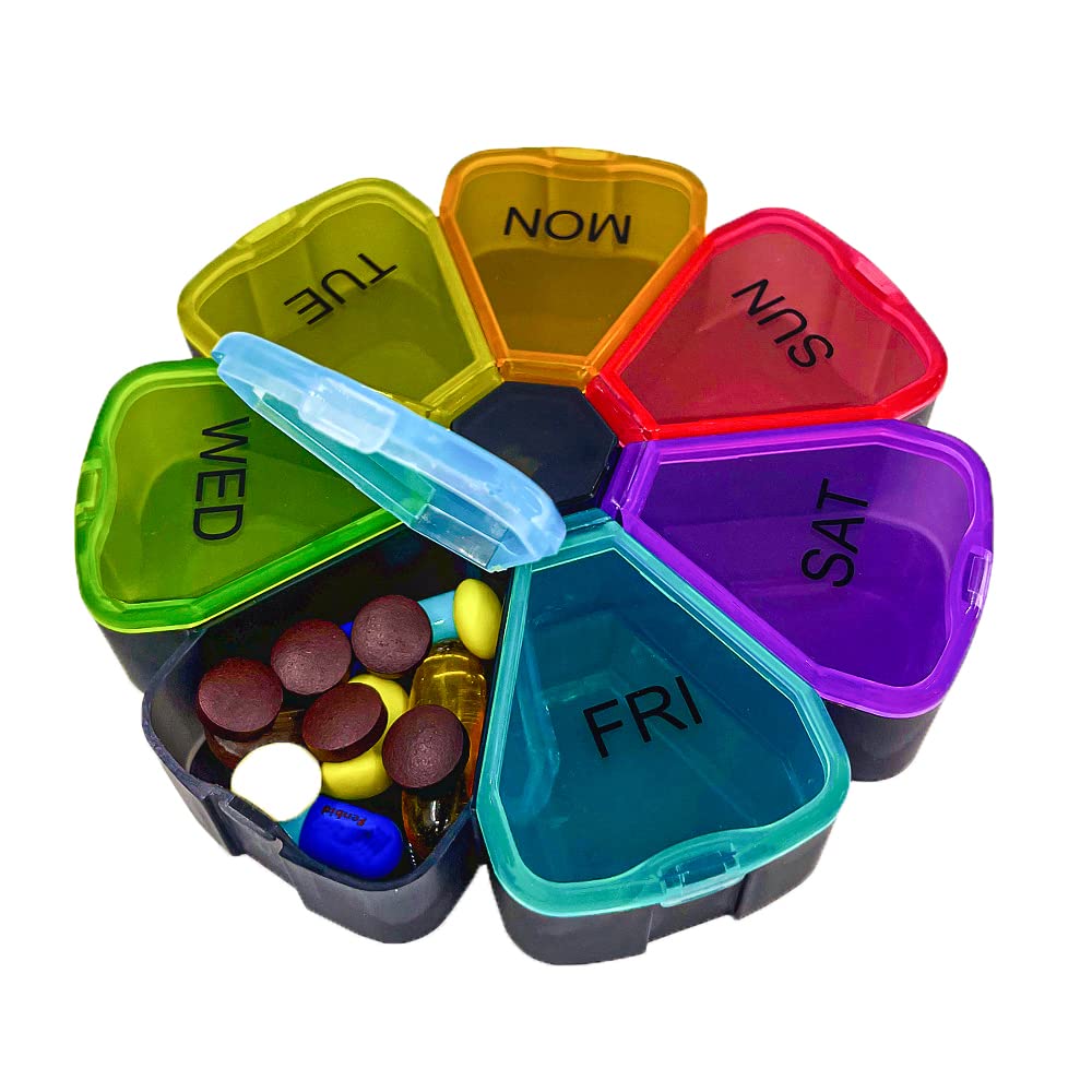 LUCTHY 7-Day Weekly Pill Organizer - BPA Free Large Compartment Portable Medicine Box for Vitamins & Medication (Black) - Perfect for Travel, Home, and Daily Health Management