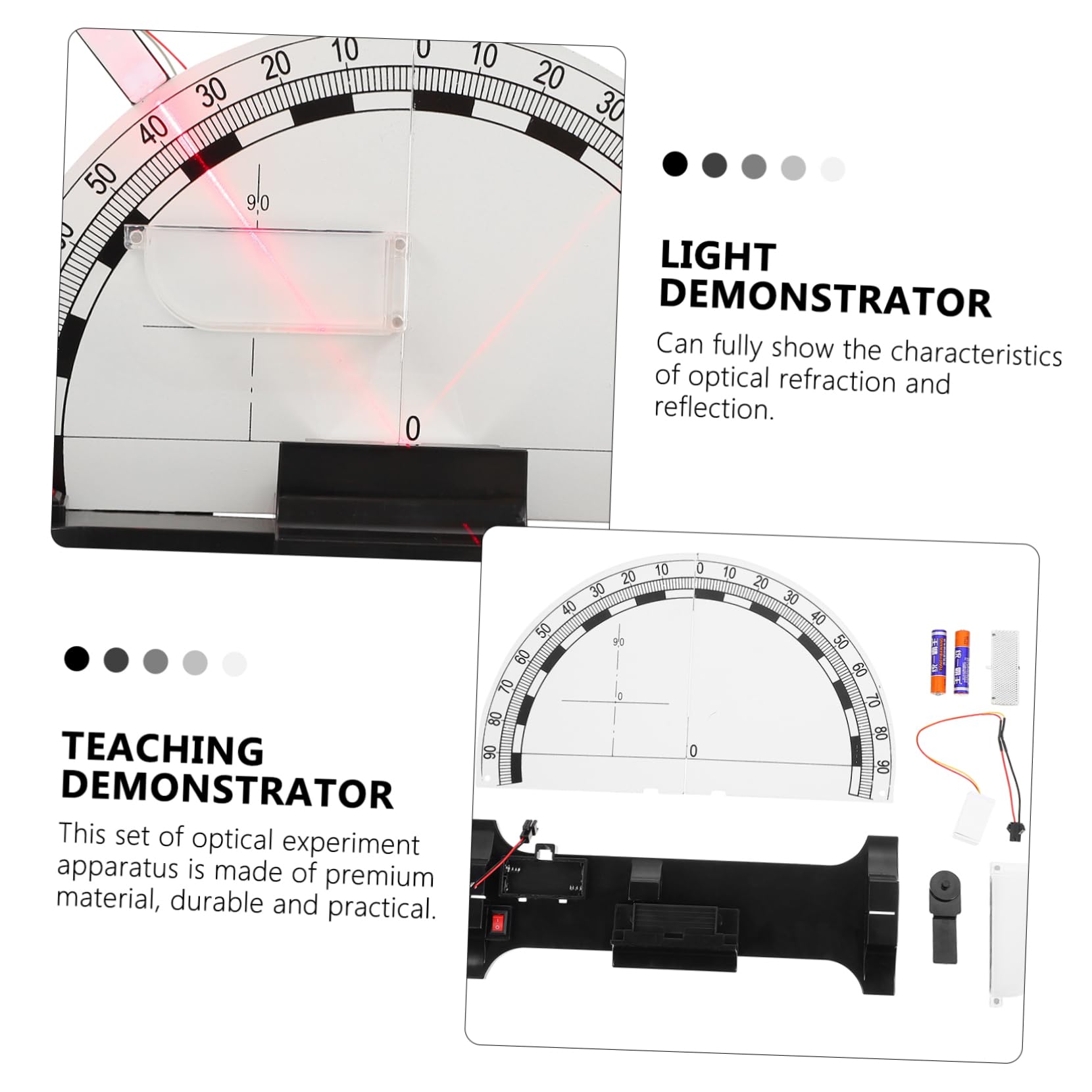 Optical Light Reflection and Refraction Demonstrator Set - Science Lab Equipment for Physics Teaching & Learning - Perfect for Classroom Experiments and STEM Education