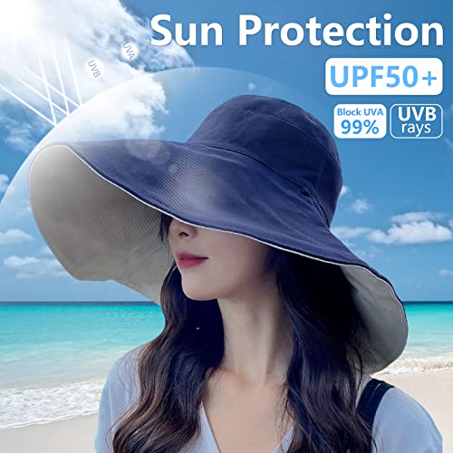 Women's Wide Brim Sun Hat for Beach - UPF 50+ UV Protection Summer Straw Hat for Outdoor, Travel & Vacation