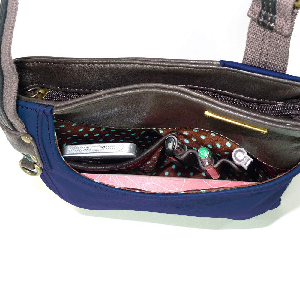 Chala Small Crossbody Phone Purse - Vegan Leather Swing Bag for Women in Navy Blue | Compact Wallet for iPhone, Cards & Cash | Perfect for Travel, Shopping & Everyday Use