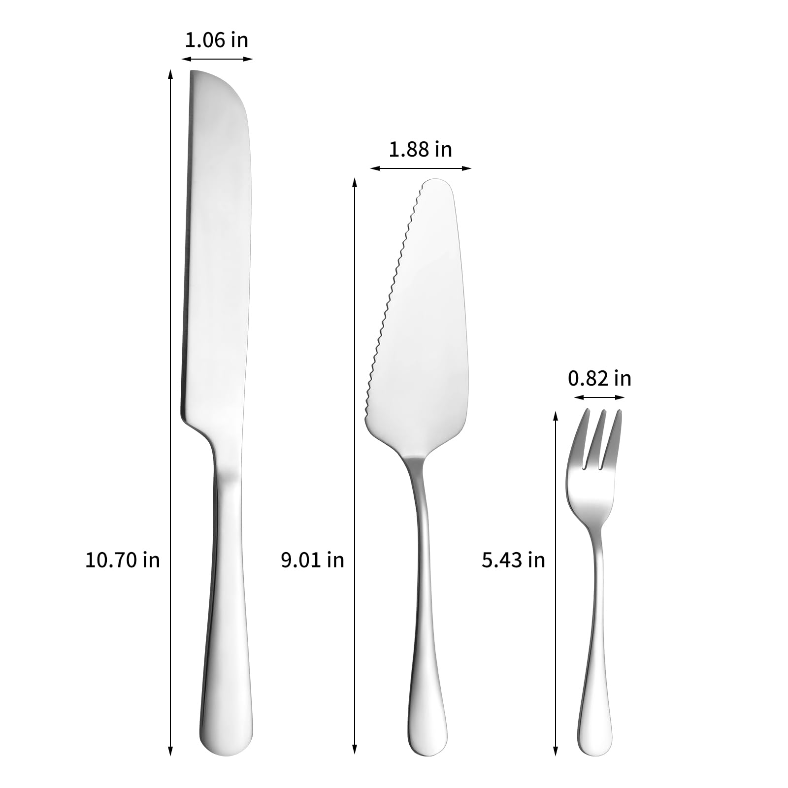 8-Piece Silver Cake Knife and Server Set with 6 Cake Forks - Elegant Wedding Cake Cutting Set for Birthday, Anniversary & Holiday Parties - Perfect for Wedding Receptions, Bridal Showers & Special Celebrations