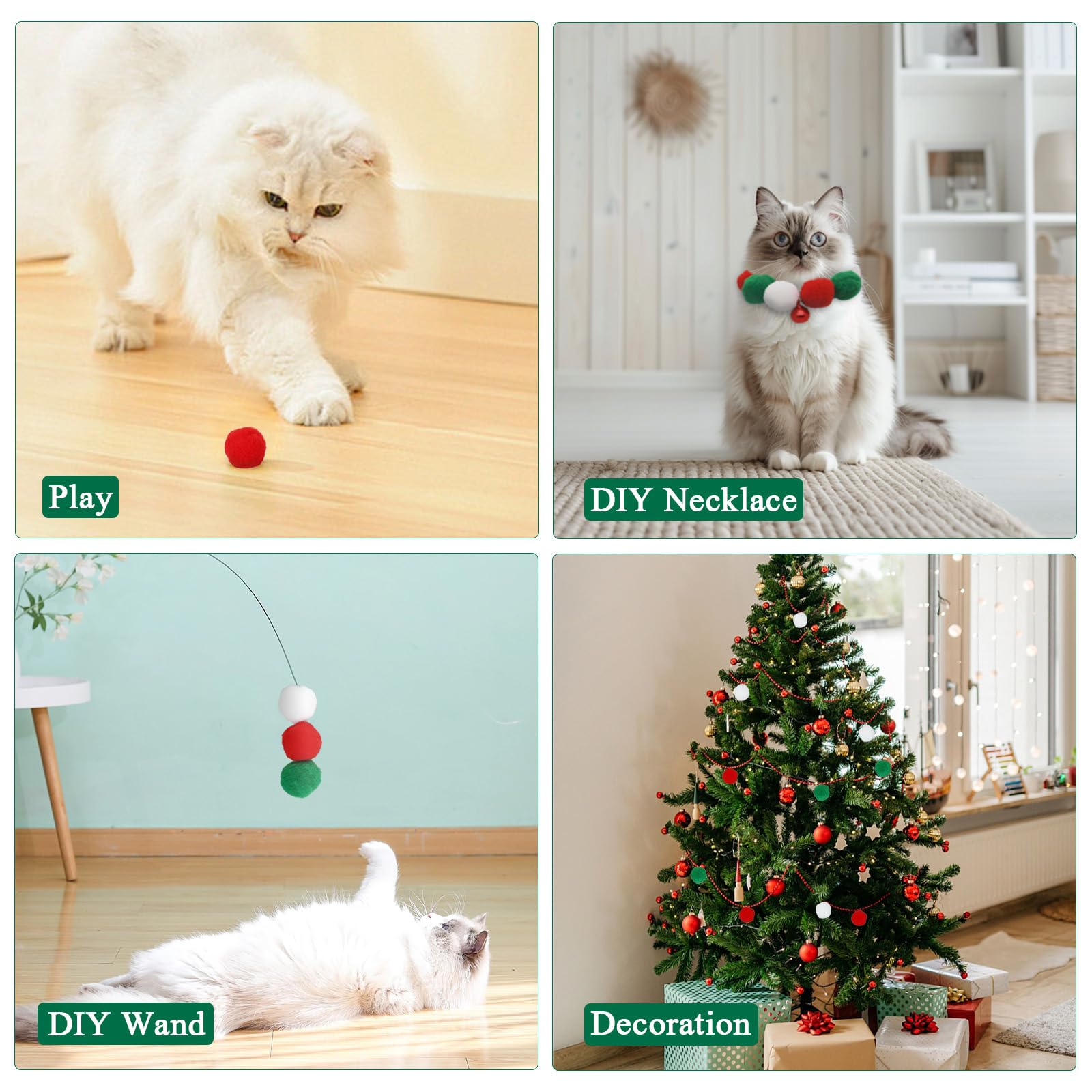 Interactive Cat Toys Ball Launcher Set - 31pcs Christmas Cat Balls with Pom Poms for Indoor Cats | Fun Fetch Toy for Kittens & Adult Cats | Perfect Holiday Gift & Playtime Activity