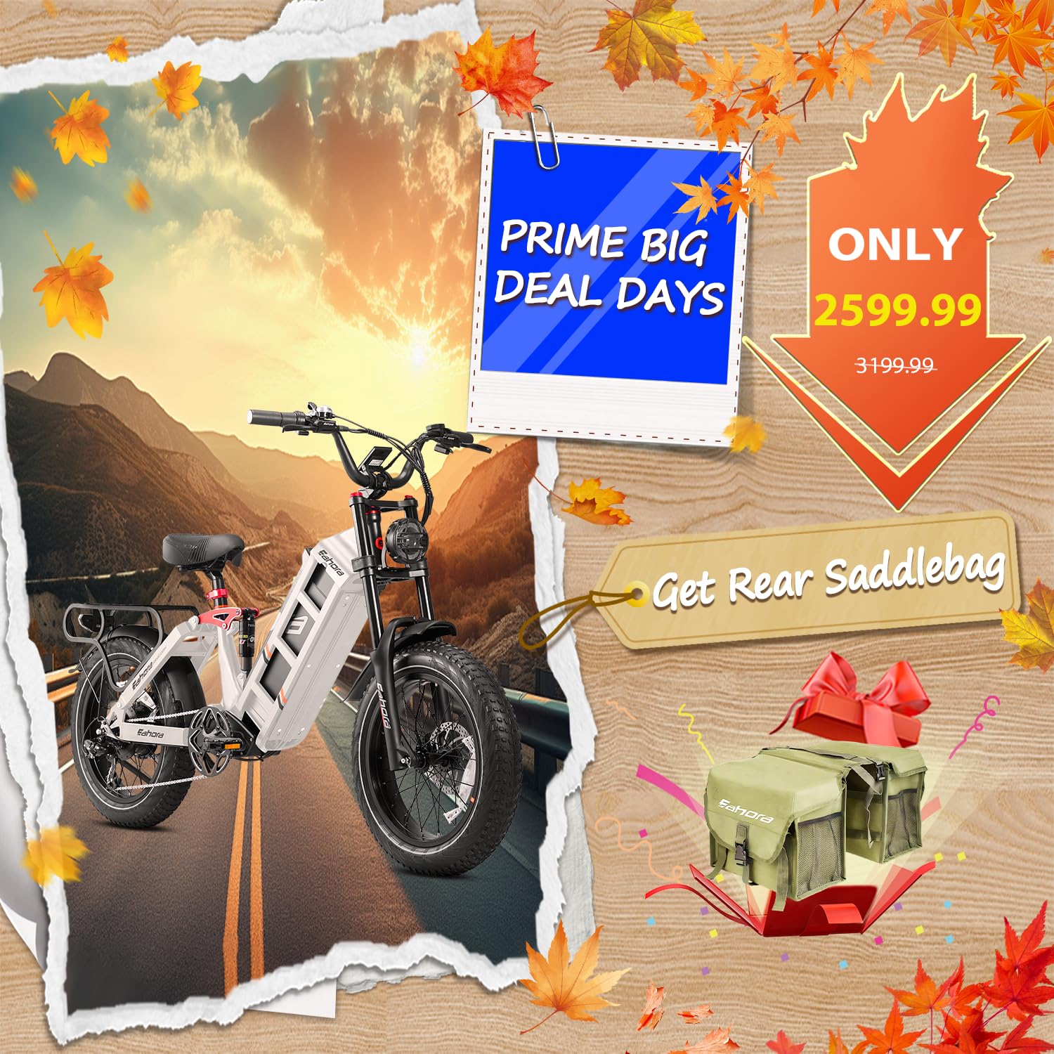 eAhora Juliet II/Juliet 1700W/1200W Electric Bike for Adults - 52V/48V 60Ah Battery, 100-200 Miles Range, 20