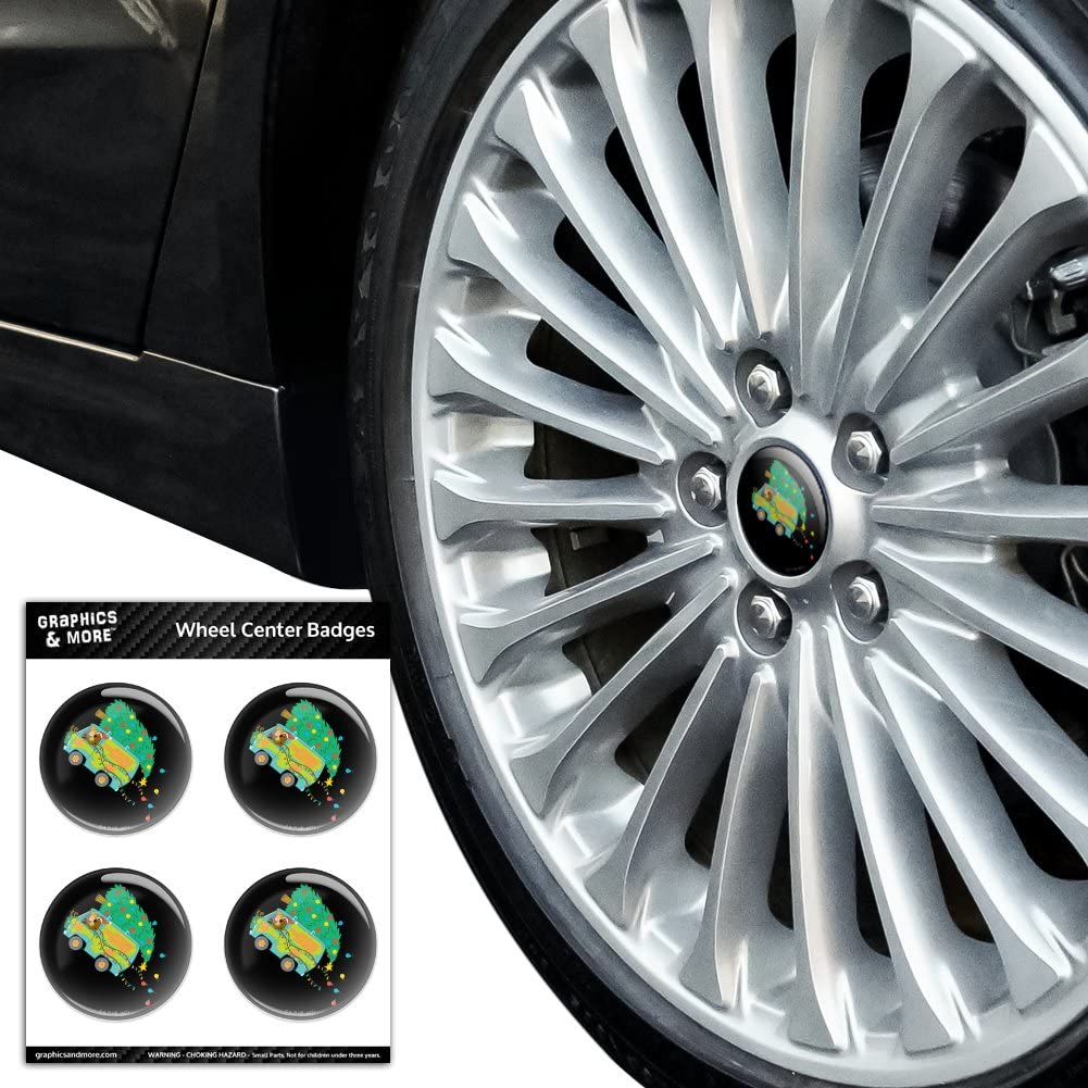 Scooby Doo Mystery Machine Christmas Tire Wheel Center Cap - Resin-Topped Badge Stickers for Cars, Trucks & Holiday Decor - Perfect for Scooby Fans & Christmas Vehicle Accessories