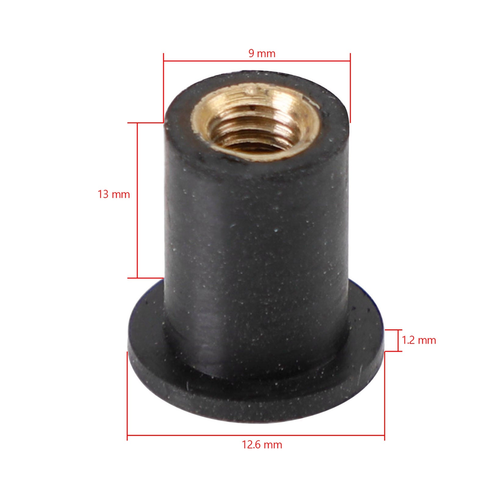 100-Pack M5 Rubber Well Nuts for Windscreen & Fairing - 5mm Size Fits 10mm Holes | Perfect for Motorcycle, Automotive, and Marine Applications