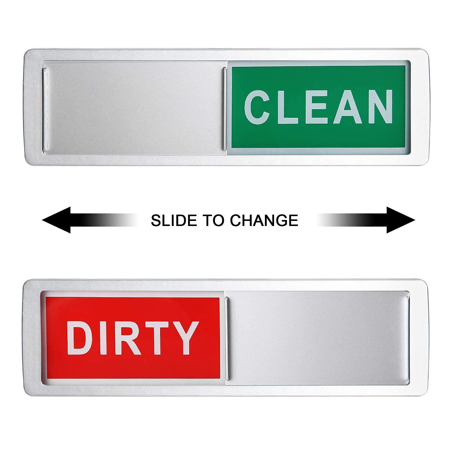 Upgraded Dishwasher Magnet Clean Dirty Sign - Strong Slide Indicator, Easy to Read, Waterproof & Non-Scratch - Kitchen Organization Tool for Home, Office, RV (Silver) - Perfect for Busy Families & Dishwasher Safety