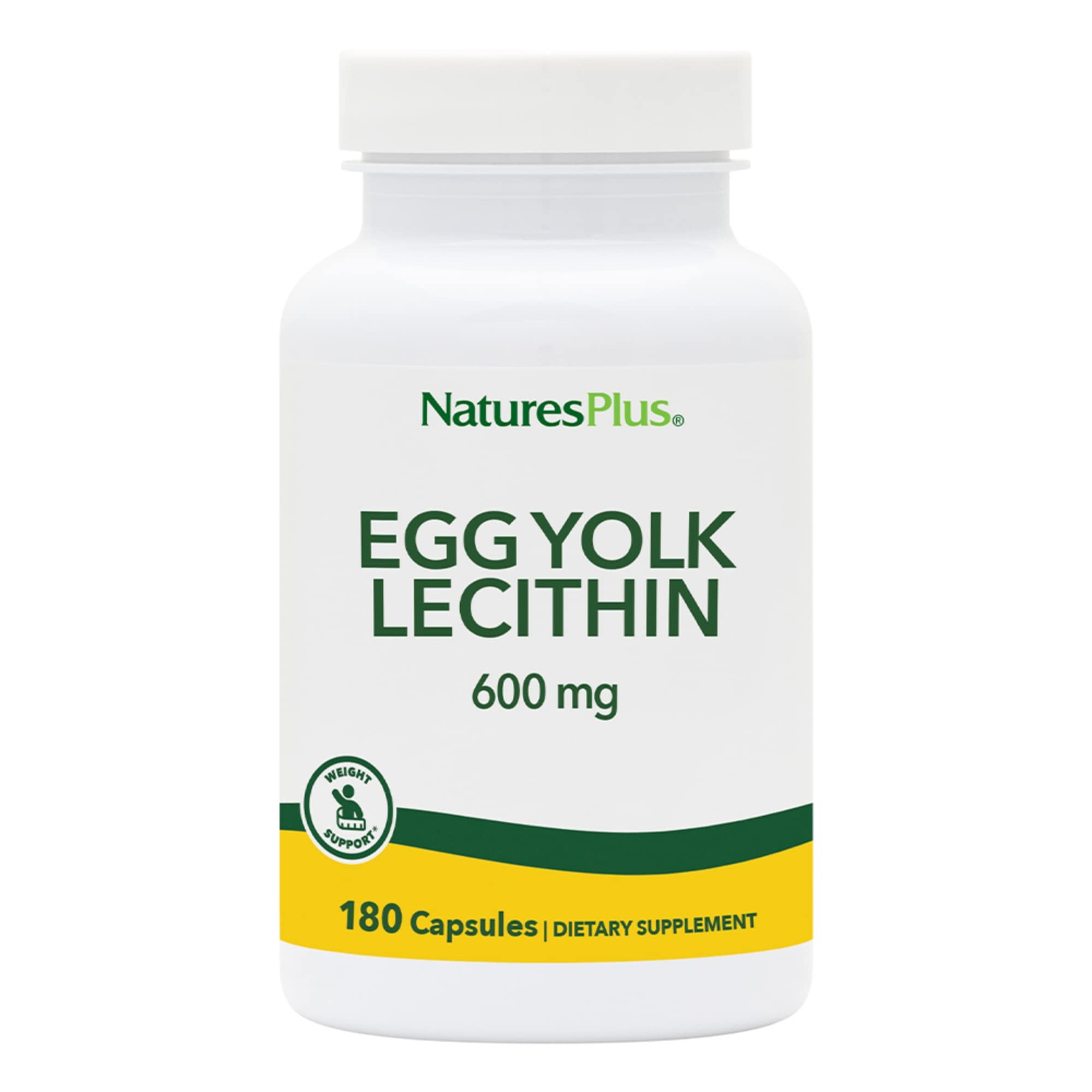 NaturesPlus Egg Yolk Lecithin 600mg - 180 Softgel Capsules | Supports Brain Health, Liver Function & Cholesterol Balance | Perfect for Daily Wellness & Cognitive Support