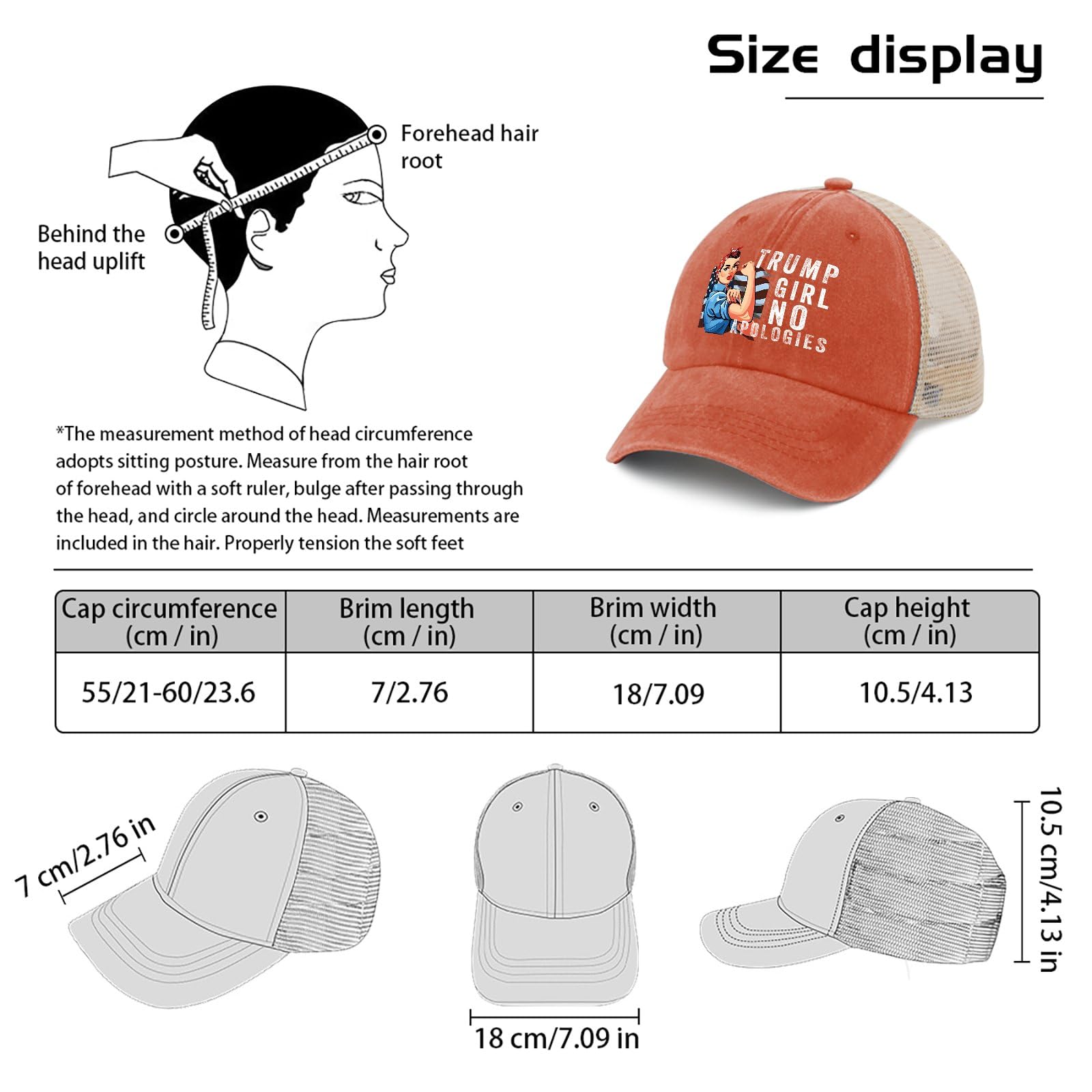 Trump Girl NO Apologies Hat - Unisex Adjustable Bucket Hat for Men & Women - Black Funny Fishing & Beach Hat - Perfect for Outdoor Activities, Political Events & Casual Wear