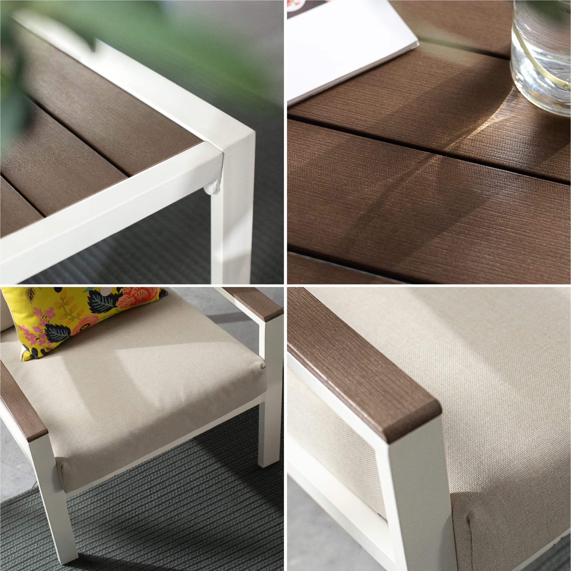 ZINUS Dillon 4-Piece Outdoor Patio Conversation Set - Aluminum & Poly Lumber, Weather-Resistant, Rust-Proof, Easy Assembly (White) - Perfect for Backyard, Garden, Poolside & Deck Relaxation