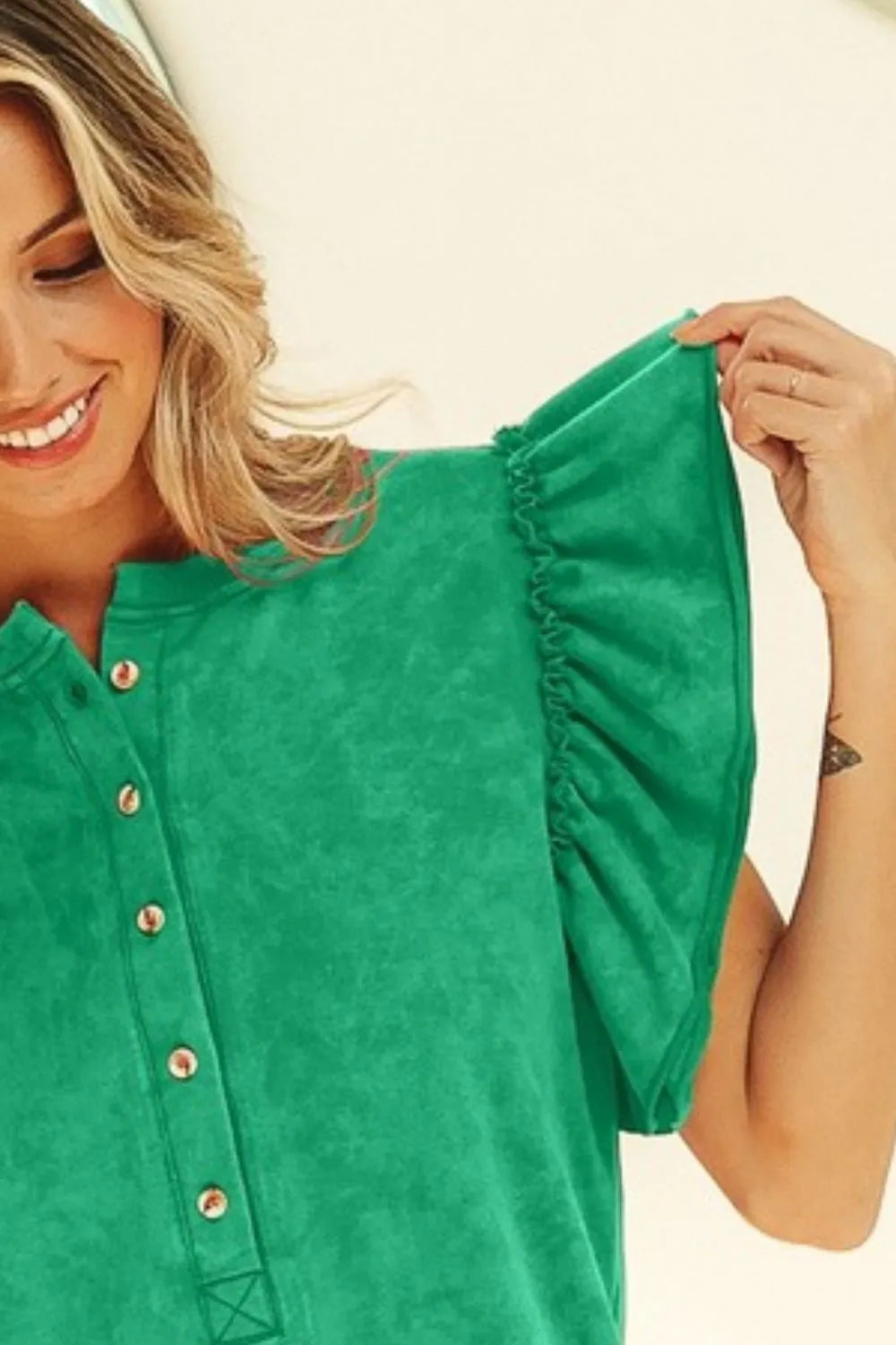 BiBi Mineral Washed Terry Top for Women - Soft & Breathable Cotton Blend Shirt - Casual Loungewear & Summer Outfits