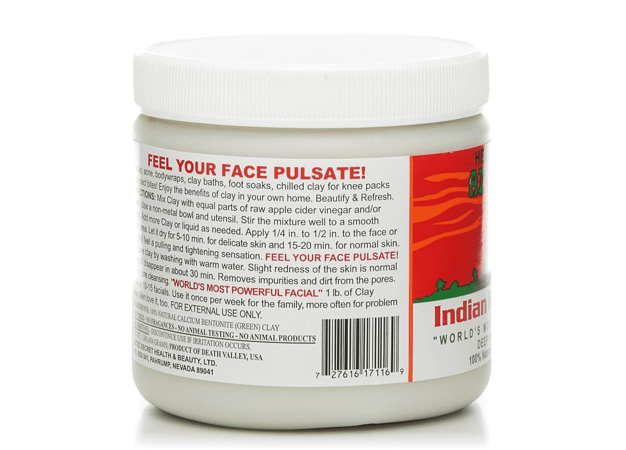 Indian Aztec Healing Clay Mask - 1 LB | Deep Pore Cleansing & Detoxifying Facial Treatment for Acne, Blackheads & Glowing Skin | DIY Spa & Skincare at Home